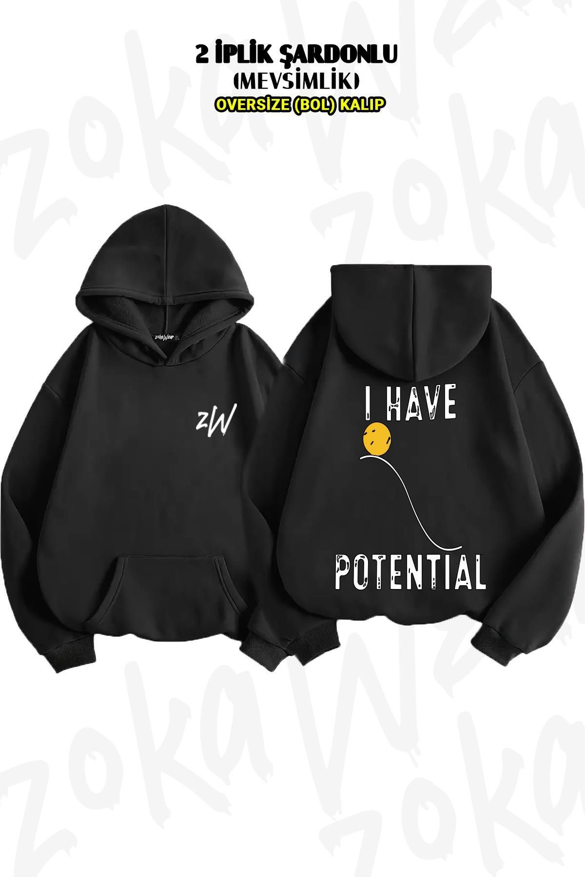 ZOKAWEAR Hanorac Cu Glugă Cu Imprimeu Pe Spate Fizic Potential Energy (2 Fire) Unisex - L/XL