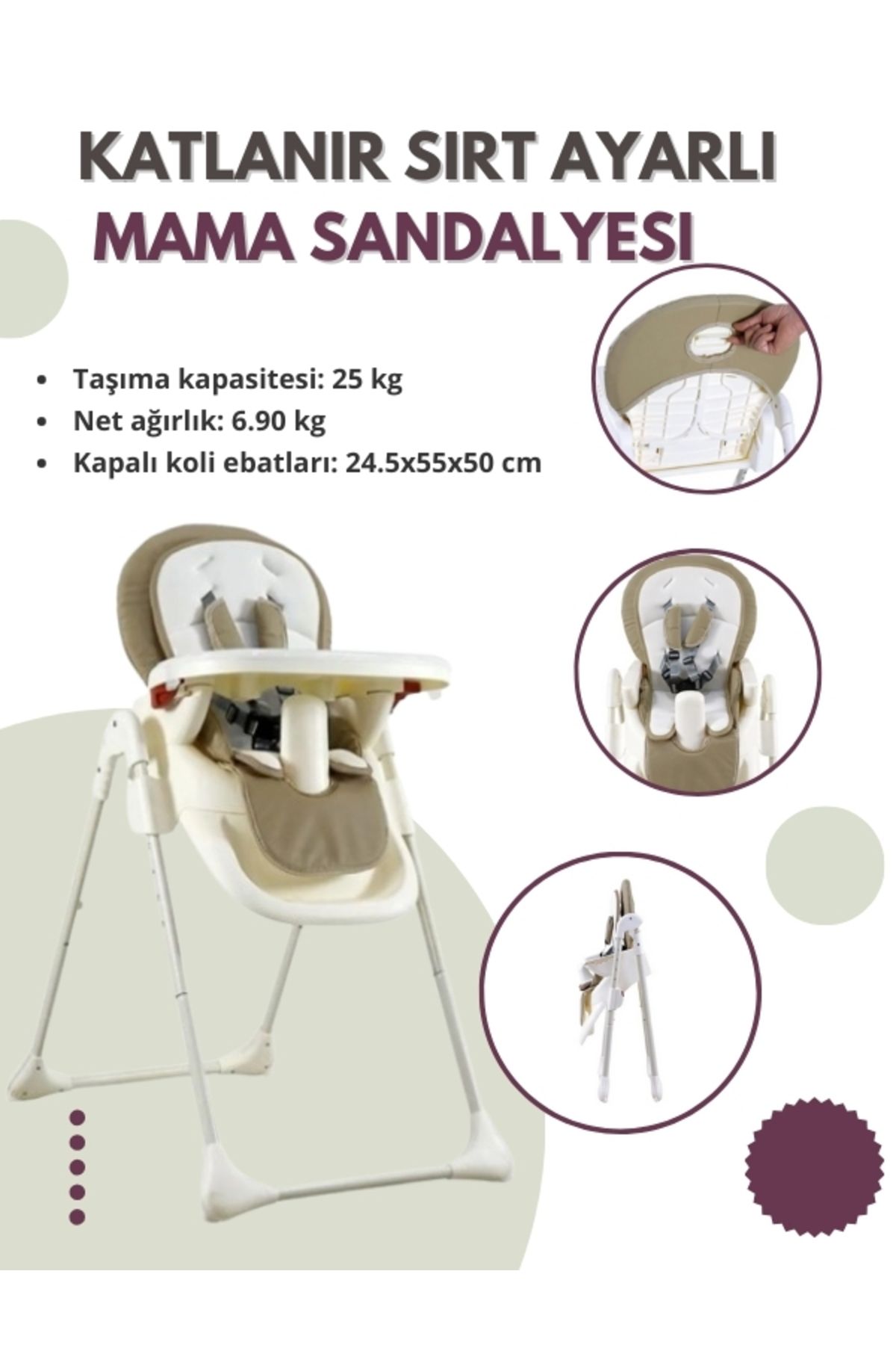 moda bebekler Sırt Ayarlı Katlanır Boy Ayarlı Mama Sandalyesi