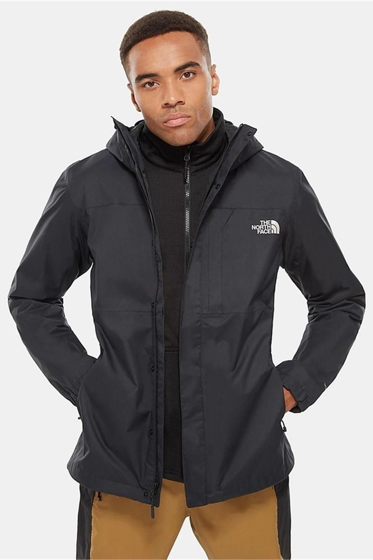 THE NORTH FACE Men’s Resolve Tri Climate Jacket Erkek Polar İçlikli Su Geçirmez Kapüşonlu Ceket Siya