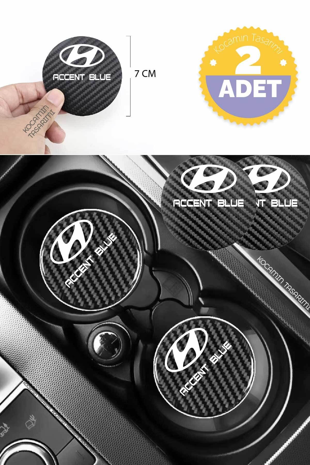 Kocamın Tasarımı Hyundai Accent Blue uyumlu Araba İçin Karbon Bardak Altlığı