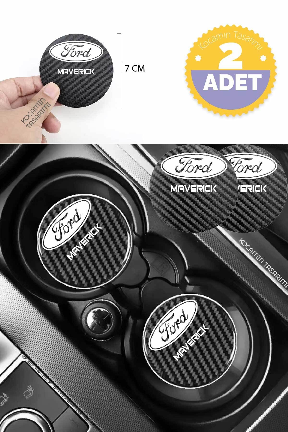 Kocamın Tasarımı Ford Maverick Modeline Uygun Karbon Araç Bardak Altlığı 2 Adet Ford Maverick İç Mekanı İçin Şık 7 cm