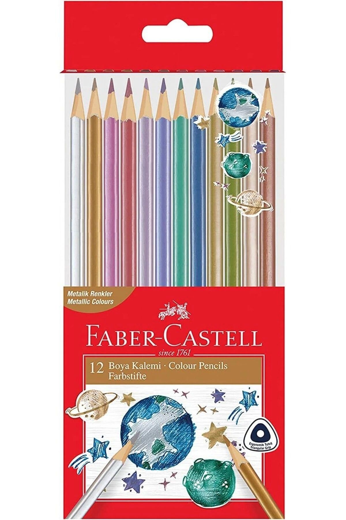 Faber Castell Faber 12 Renk Üçgen Metalik Boya Kalemi 51710000060