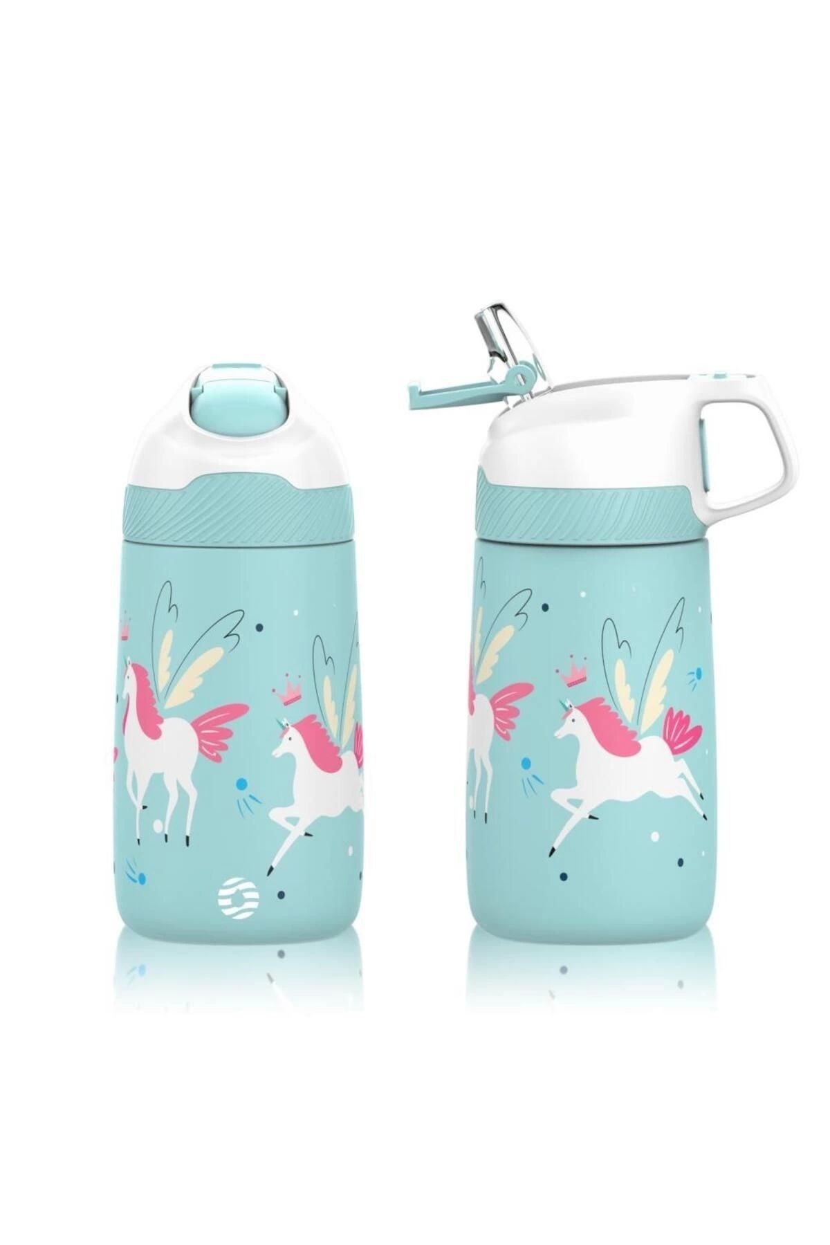 قمقمه کمپ آبی دخترانه و پسرانه بچگانه ان فولادی Pipetan Children Thermos Matara 350ml Unicorn فیروزه ای Vagonlife