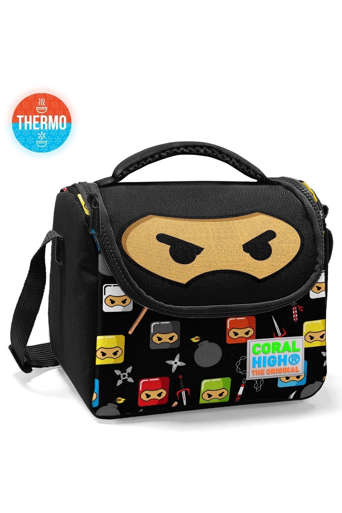 Coral High Kids Siyah Ninja Desenli Thermo Beslenme Çantası 11811