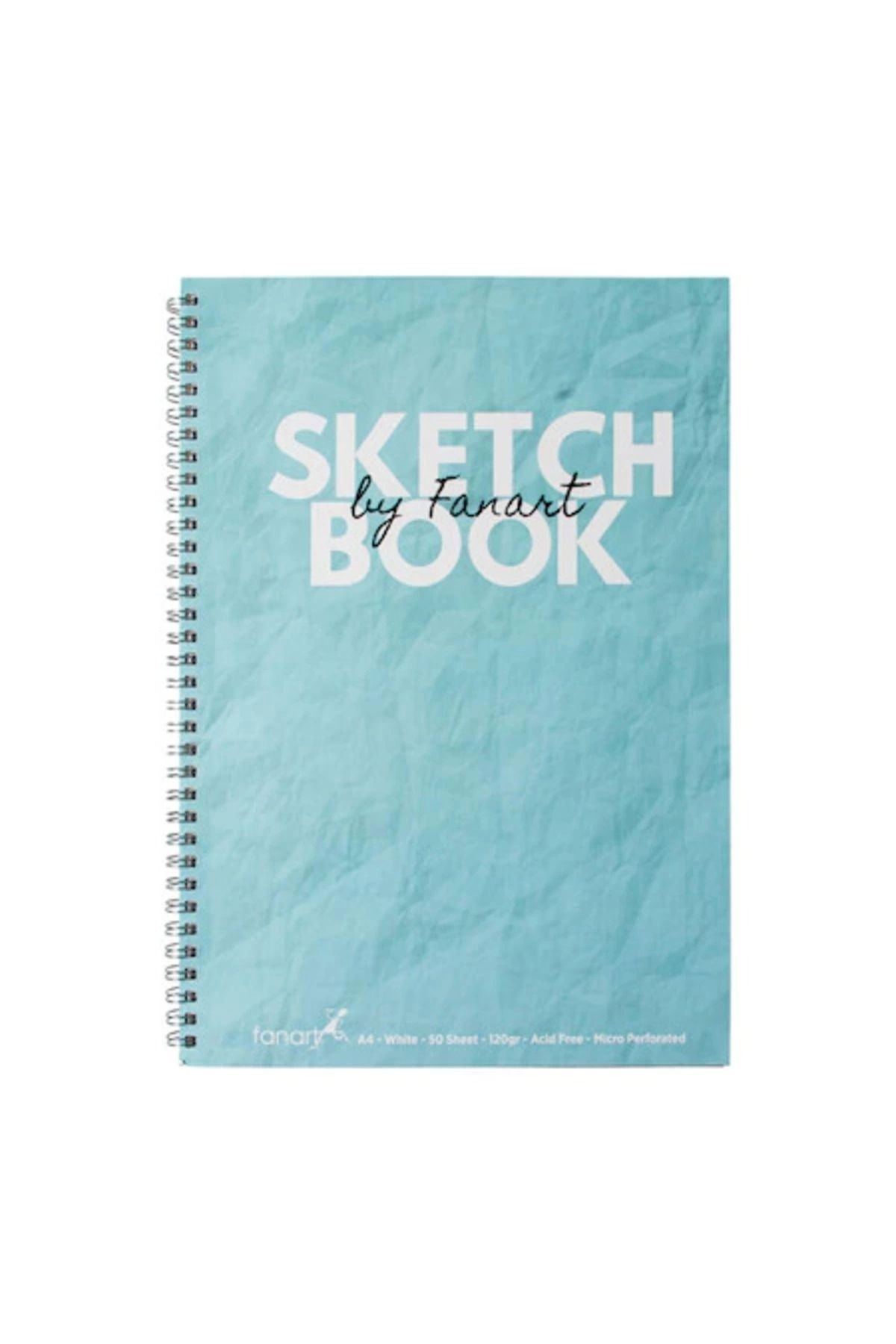 Fanart-Sketchbook Spiral Sketch Drawing Notebook Turquoise Cover A4 120 Gr 50 Yp 1