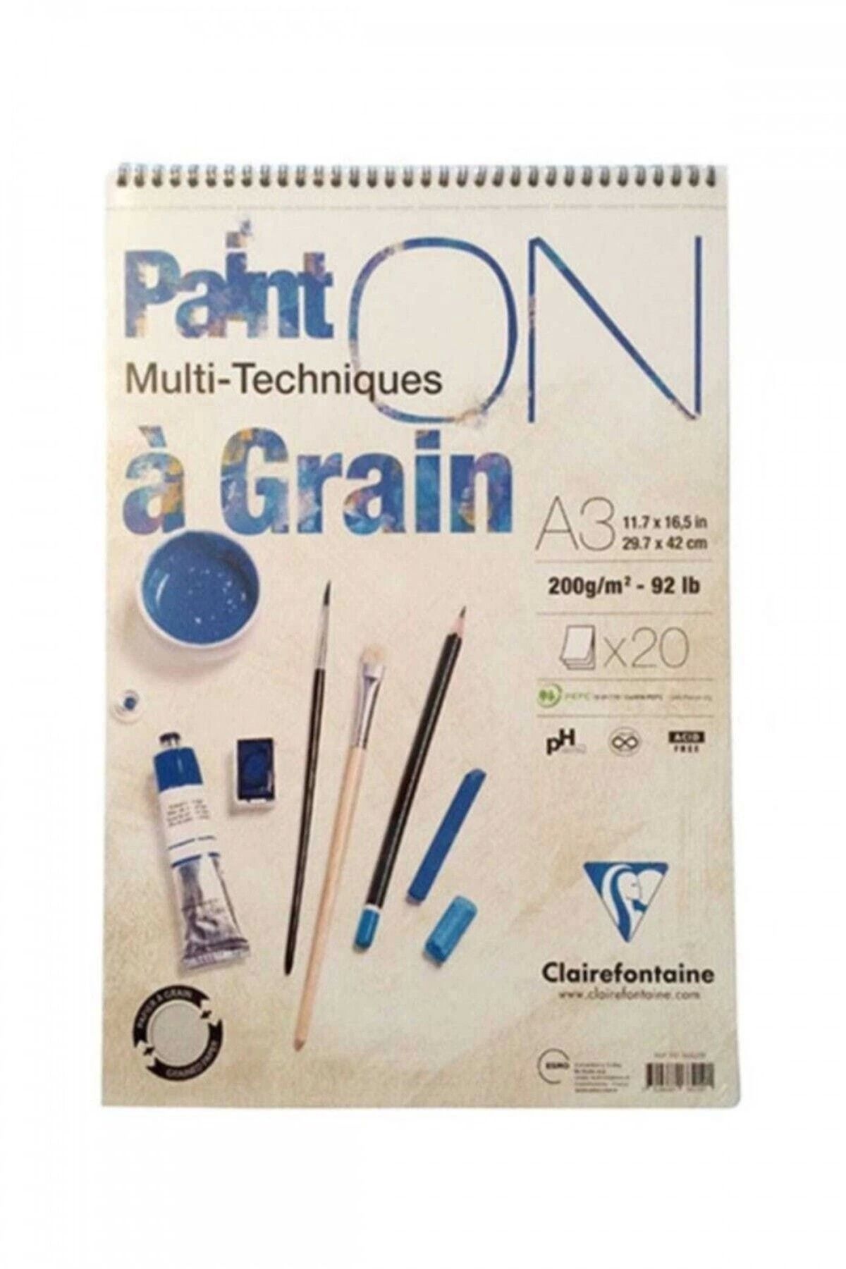 Clairefontaine-Paint On Top Spiral 200 gr 20 Yp A3 Multi-Purpose Drawing Block 1