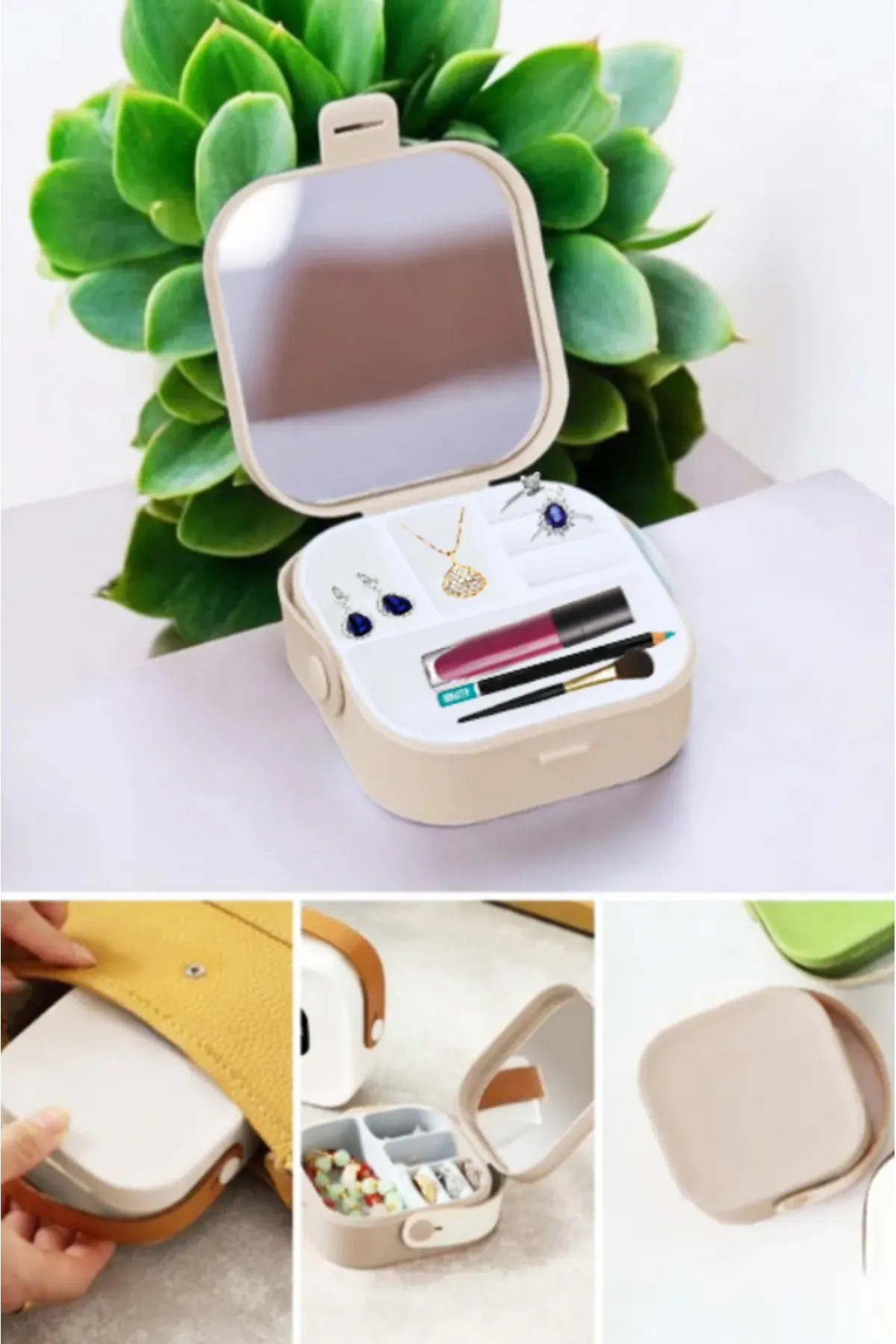 Bundeba Cutie De Bijuterii Pentru Machiaj Mini Organizator În Formă De Geantă Cu Oglindă În Interior 9x9x4 Cm - One Size