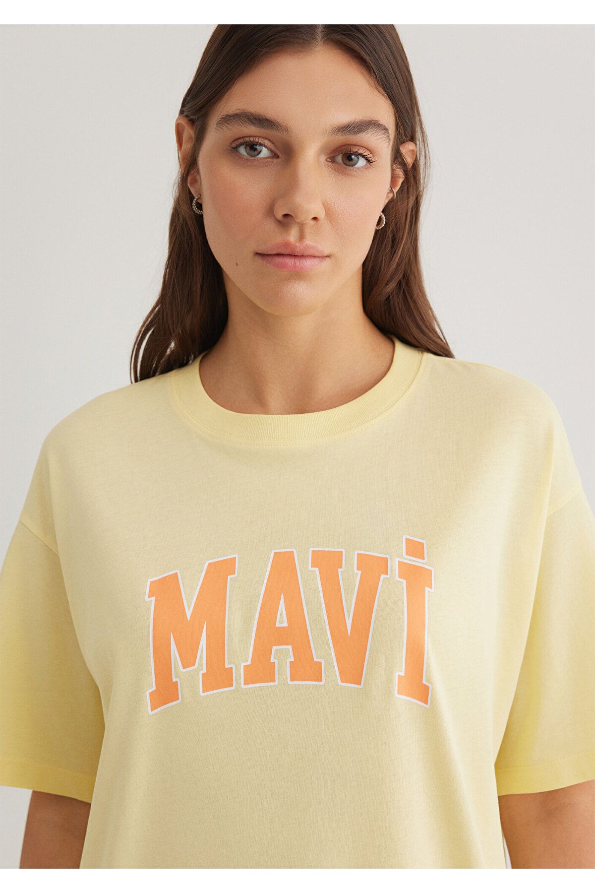 Mavi-Τυπωμένο λογότυπο Κίτρινο T-Shirt Oversize / Φαρδιά κοπή 1600843 -71315 5