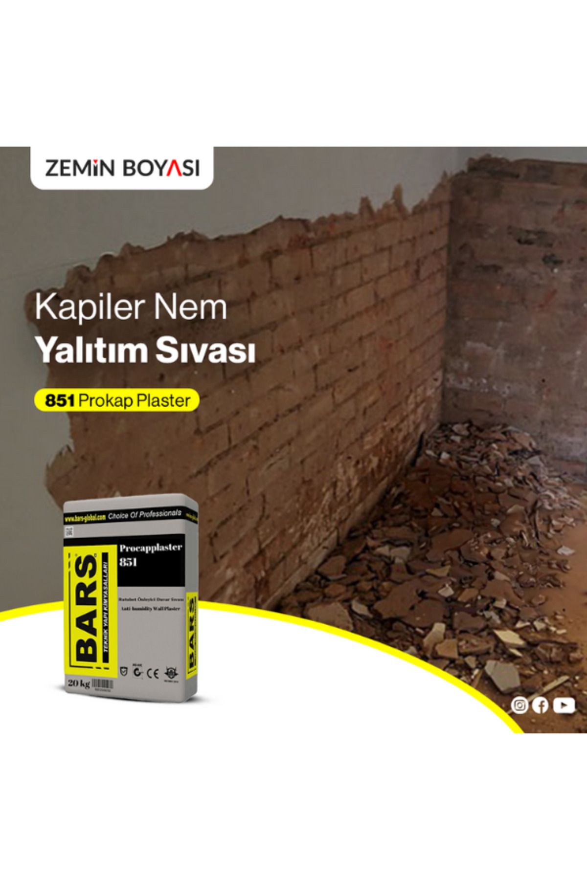 BARS Rutubet Önleyici Duvar Sıvası/kapiler Sıva 20 Kg.