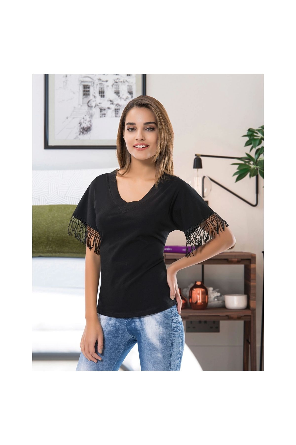 Narnuga MİRAXX Püsküllü Yarım Kol Kadın Body 128
