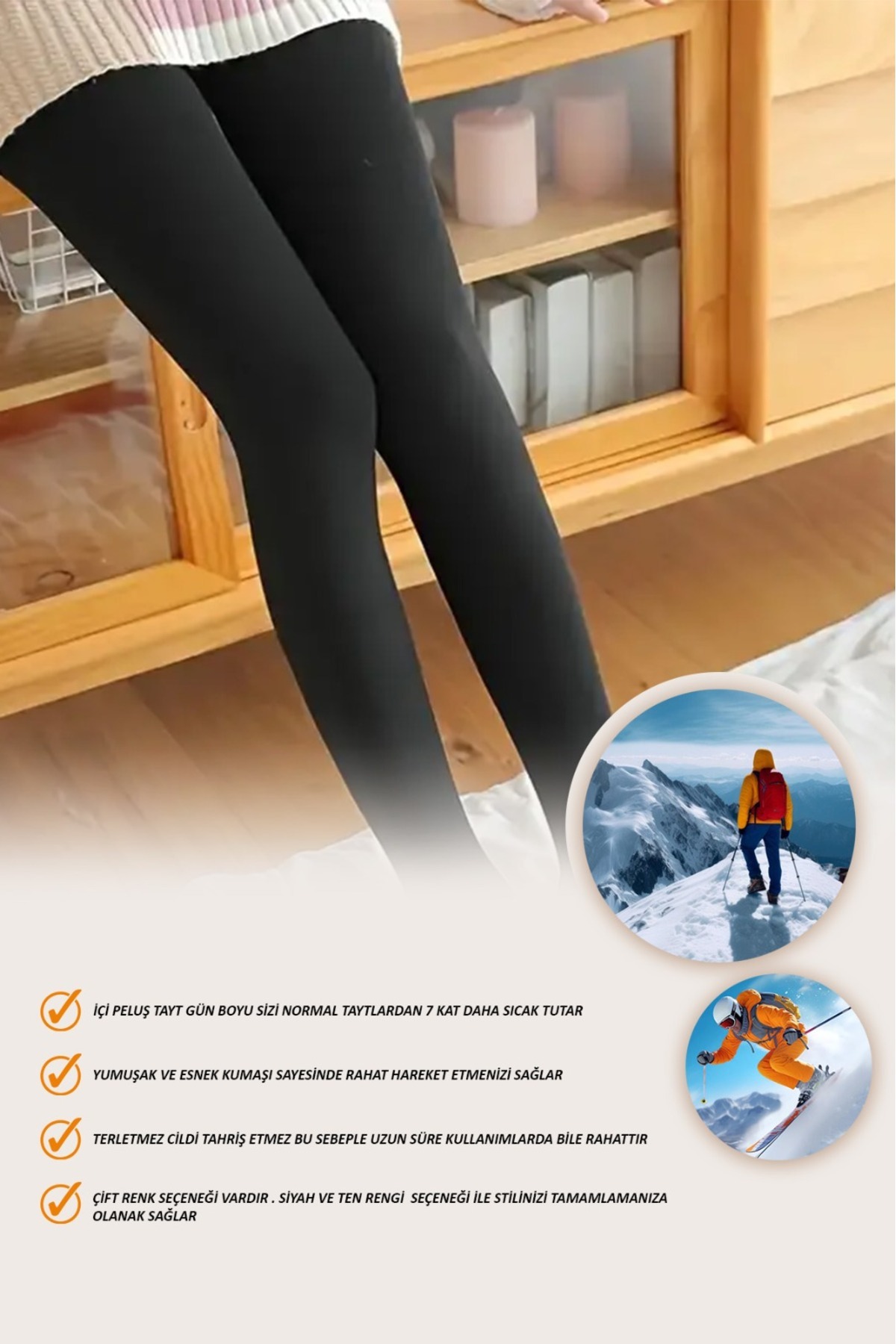 SAUNA SUIT Kışlık Sıcak Tutan Içi Peluşlu Esnek Ve Yumuşak Siyah Termal Tayt Içlik görsel 7