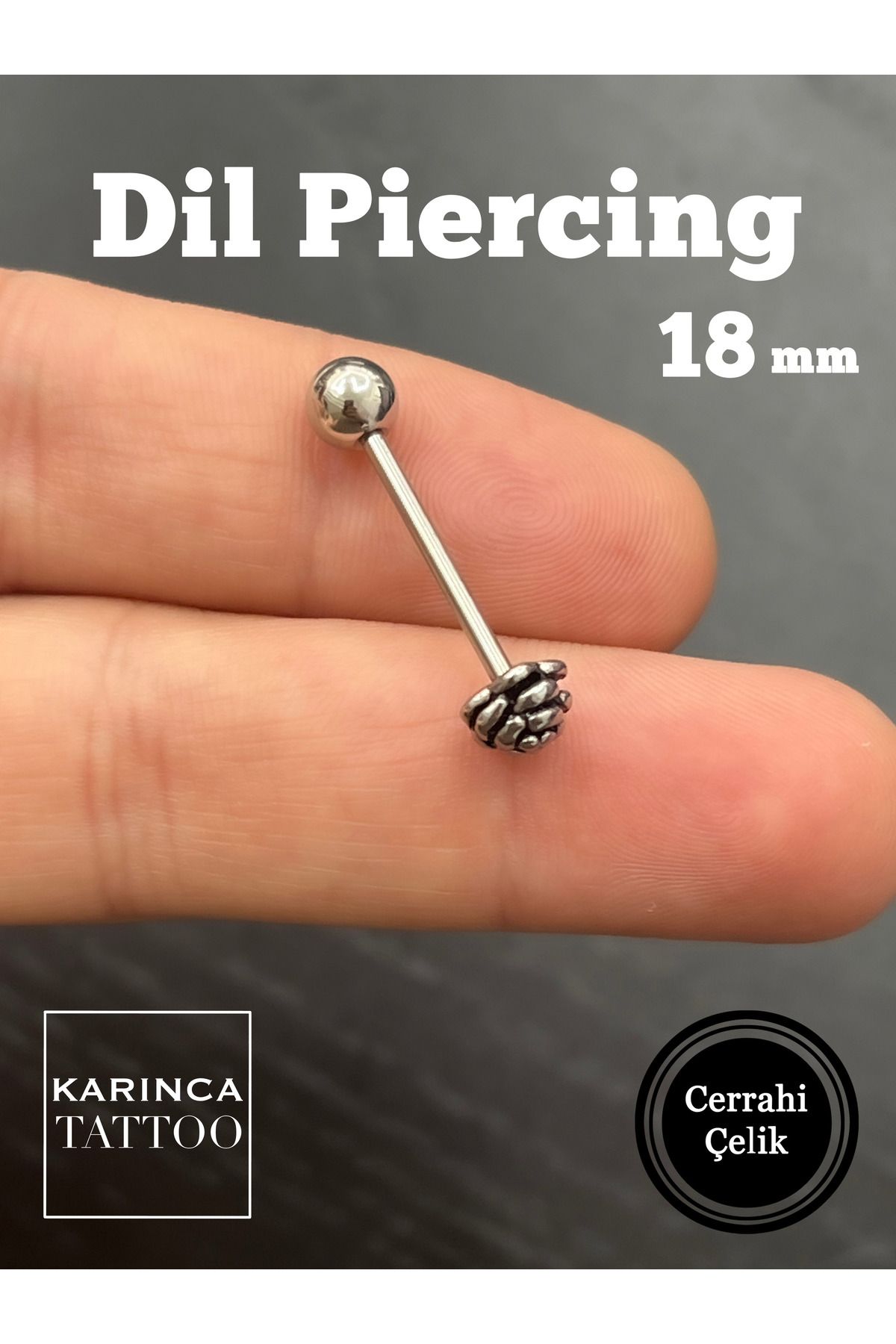 Karınca Piercing-ثقب اللسان المخروطي من الفولاذ المقاوم للصدأ الجراحي (وشم النمل) 2