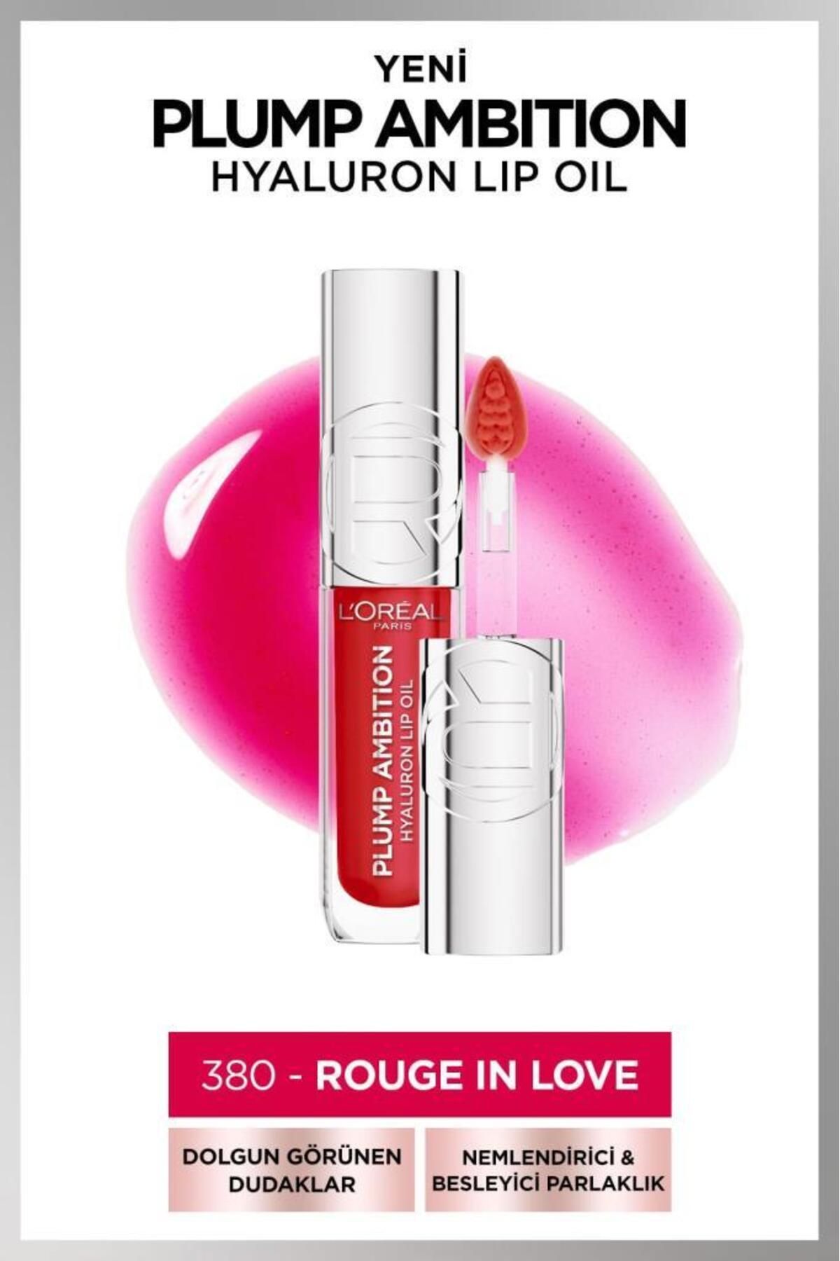 L'Oreal Paris Plump Ambition Hyaluron Lip Oil Besleyici ve Nemlendirici Dudak Parlatıcısı - 380 Rouge In Love