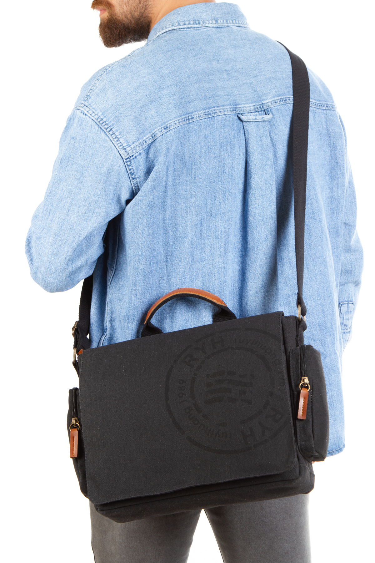 Fiyaka-GK65 Canvas Postman - Pilon cu burduf în cruce laterală, Laptop Notebook MacBook Tabletă, Utilizare zilnică 4