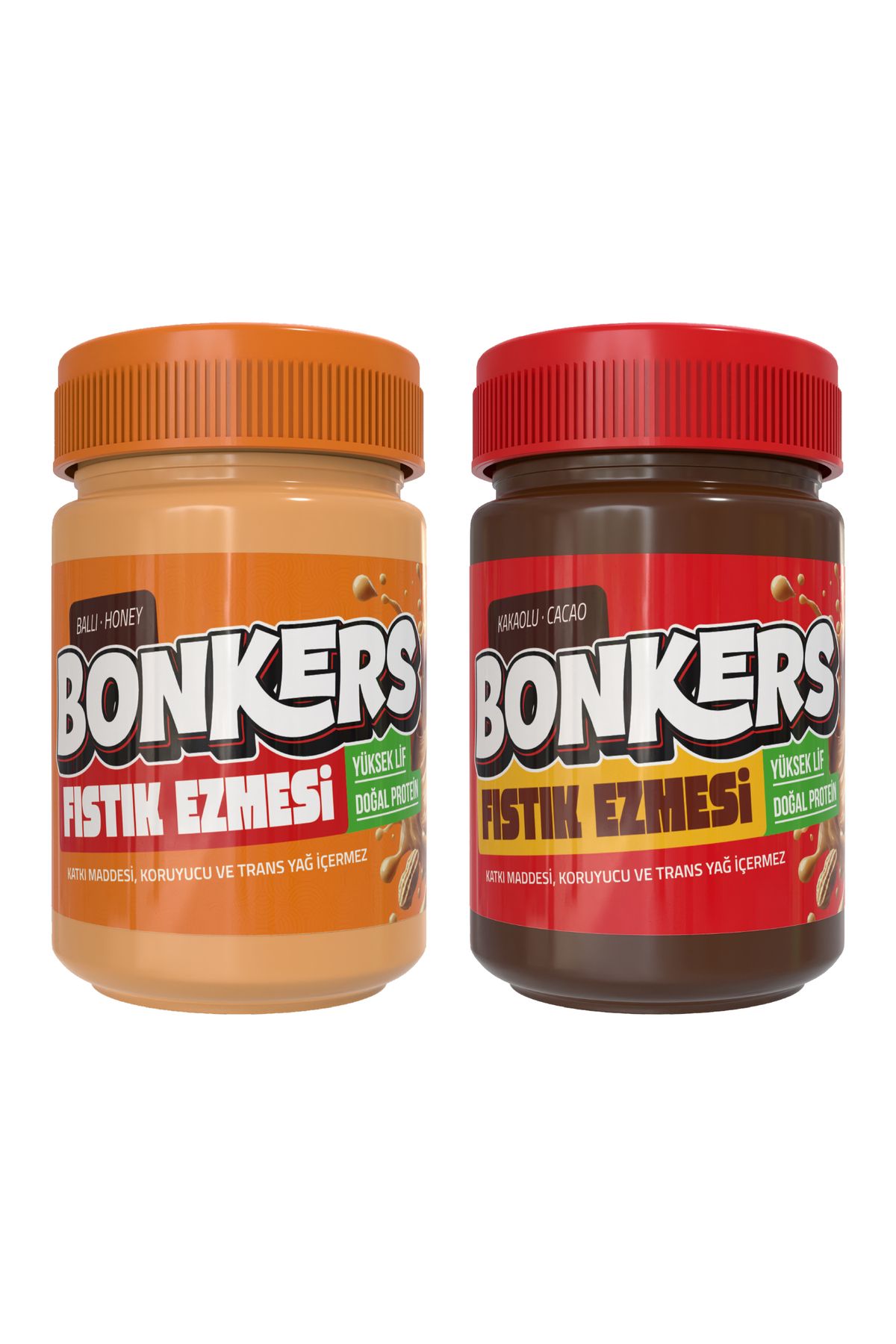 Bonkers Ballı Fıstık Ezmesi 315 gr + Kakaolu Fıstık Ezmesi 315 gr