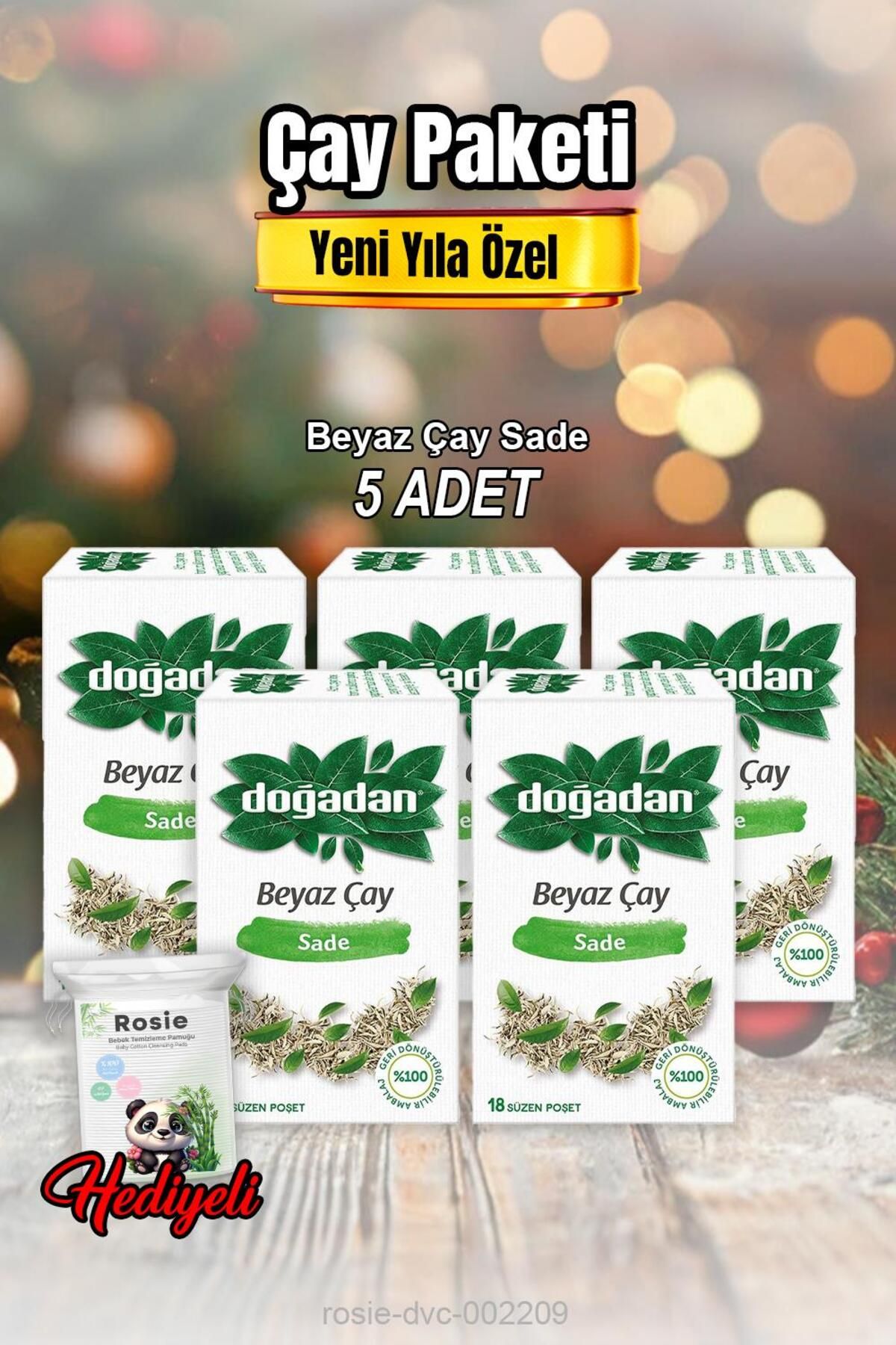 Doğadan Beyaz Çay Sade 28 g X 5 ve Rosıe Pamuk