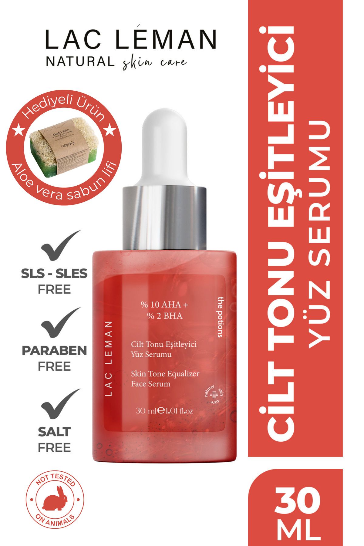 LAC LEMAN Aha & Bha Canlandırıcı & Cilt Tonu Eşitleyici Kırmızı Peeling Cilt Serumu 30 Ml (aha 10% + Bha 2%)