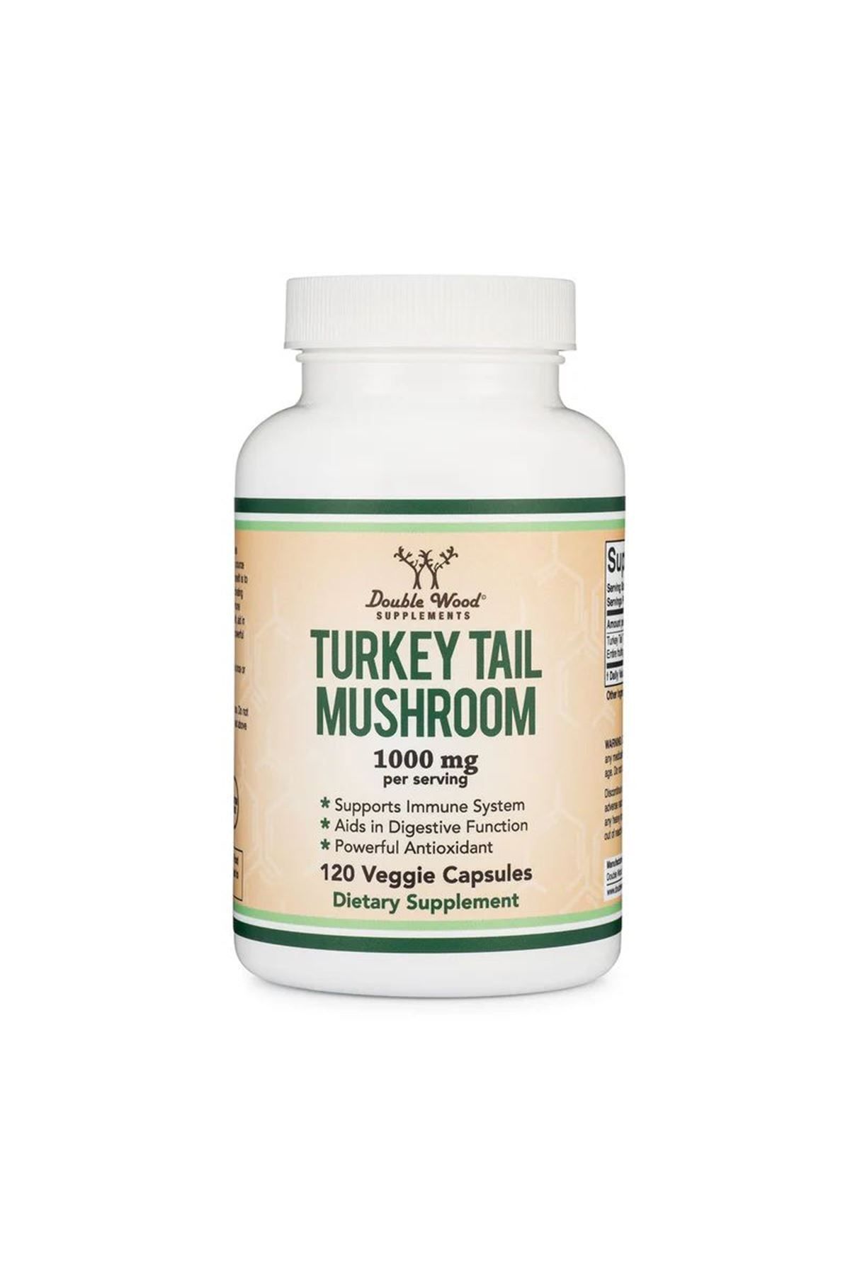 DOUBLE WOOD Turkey Tail Mushroom 1000 mg 120 veggie capsules