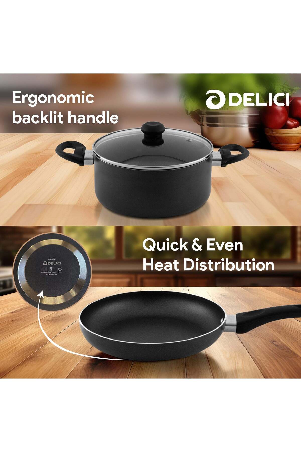 طقم أواني طهي مكون من 8 قطع، طلاء عالي الجودة، مقل...