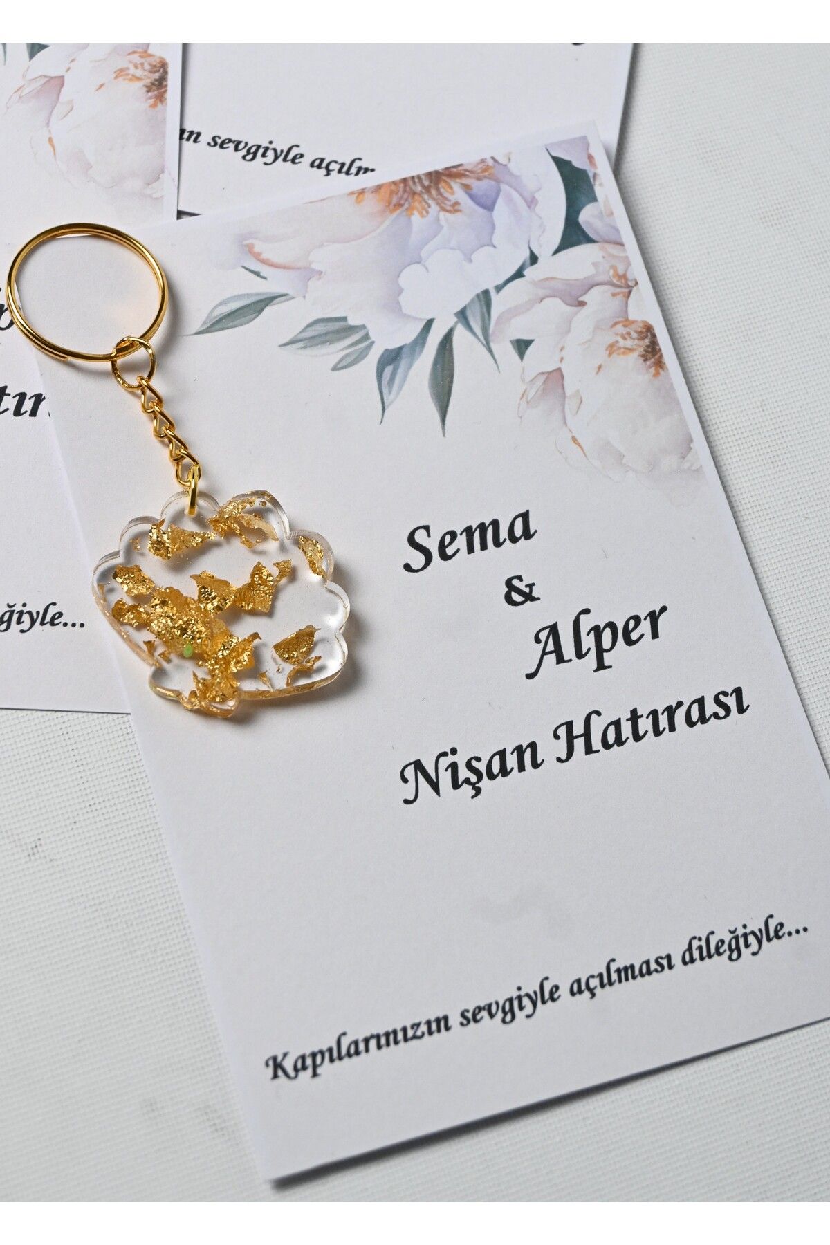 Frisson-Invited Pearl Model Epoxy Keychain, Promise, Engagement, Wedding, Henna, Mevlit Gift 20 Pieces 4