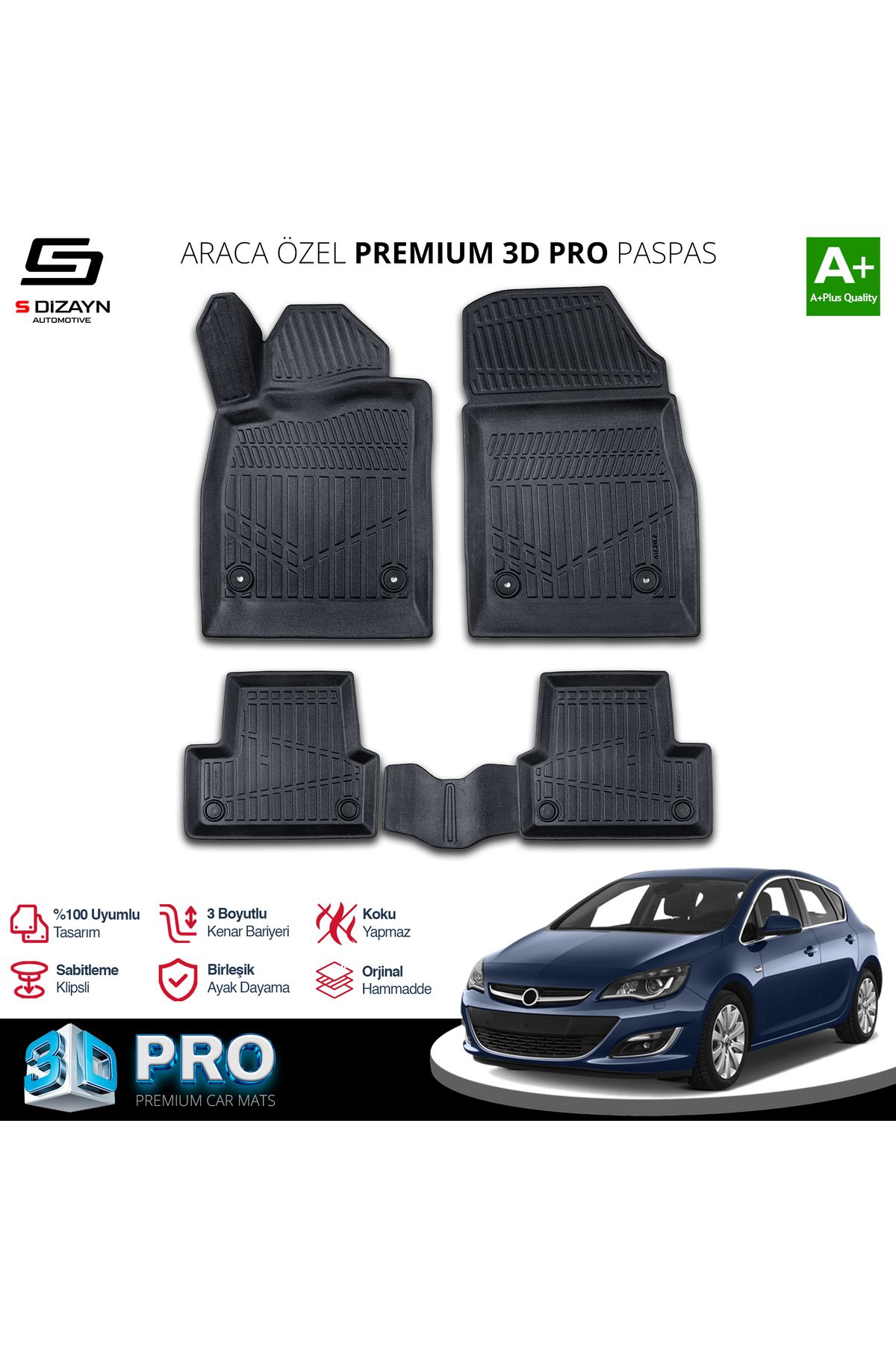 TREND Meka Part Opel Astra J 3D Pro Havuzlu Paspas 2012-2020 Üzeri A+ Kalite