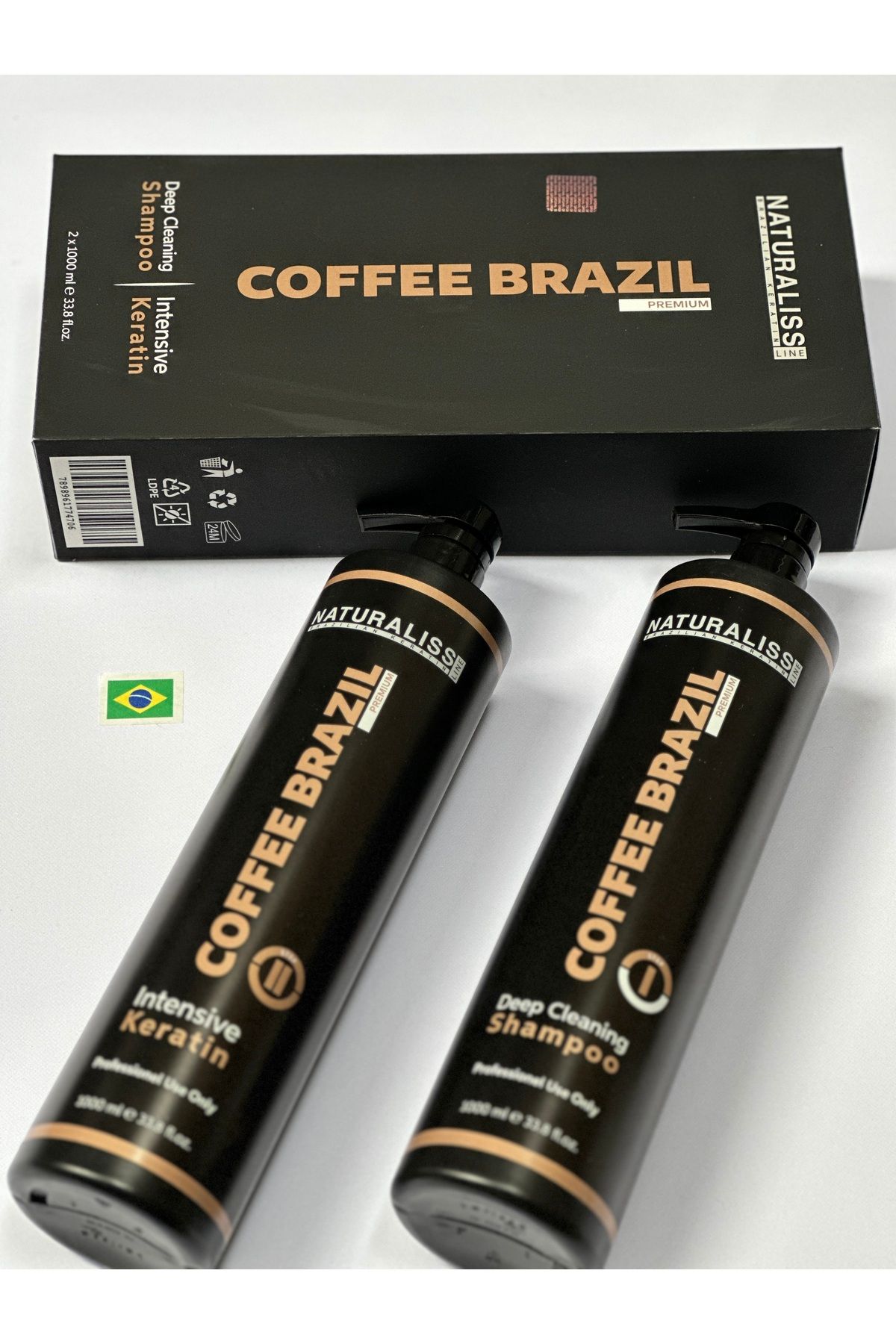 naturalissline Coffee Brazıl Keratin bakım brezilya fönü + Arındırıcı şampuan 1ltx2