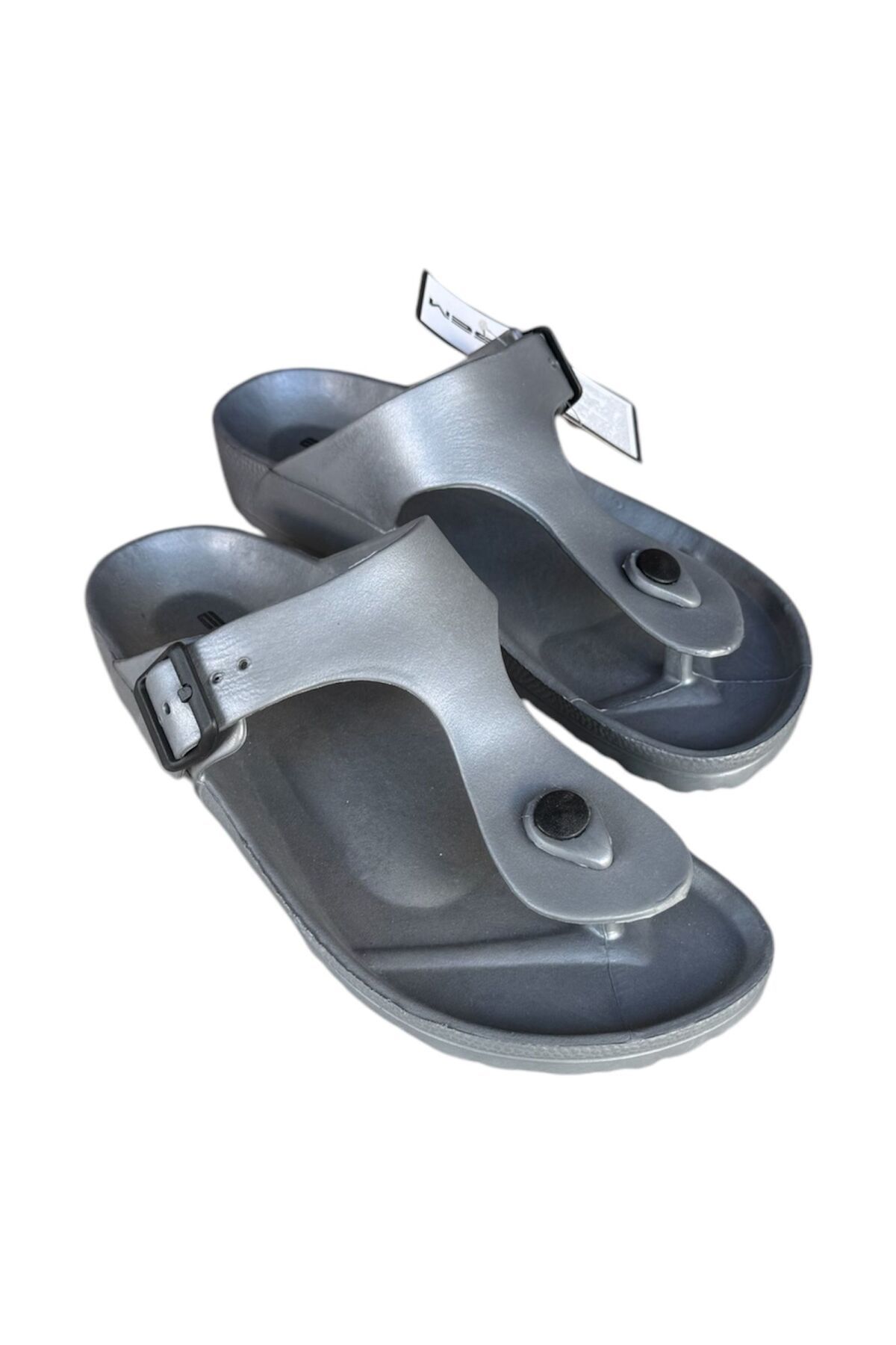 Esem-Men's Gray Light Sole Flip Flops Beach Pool Daily Slippers 3