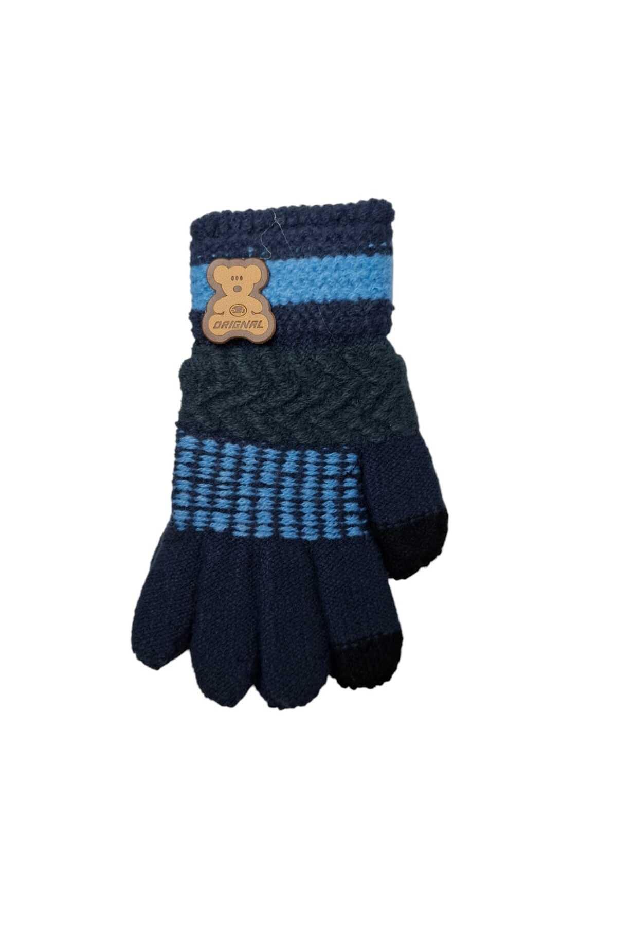 Kitti Spteks Kitti 4-8 Yaş Erkek Çocuk Lacivert Renk Ayıcık Figürlü Kışlık Örme Eldiven fotoğrafı 2 (önizleme)