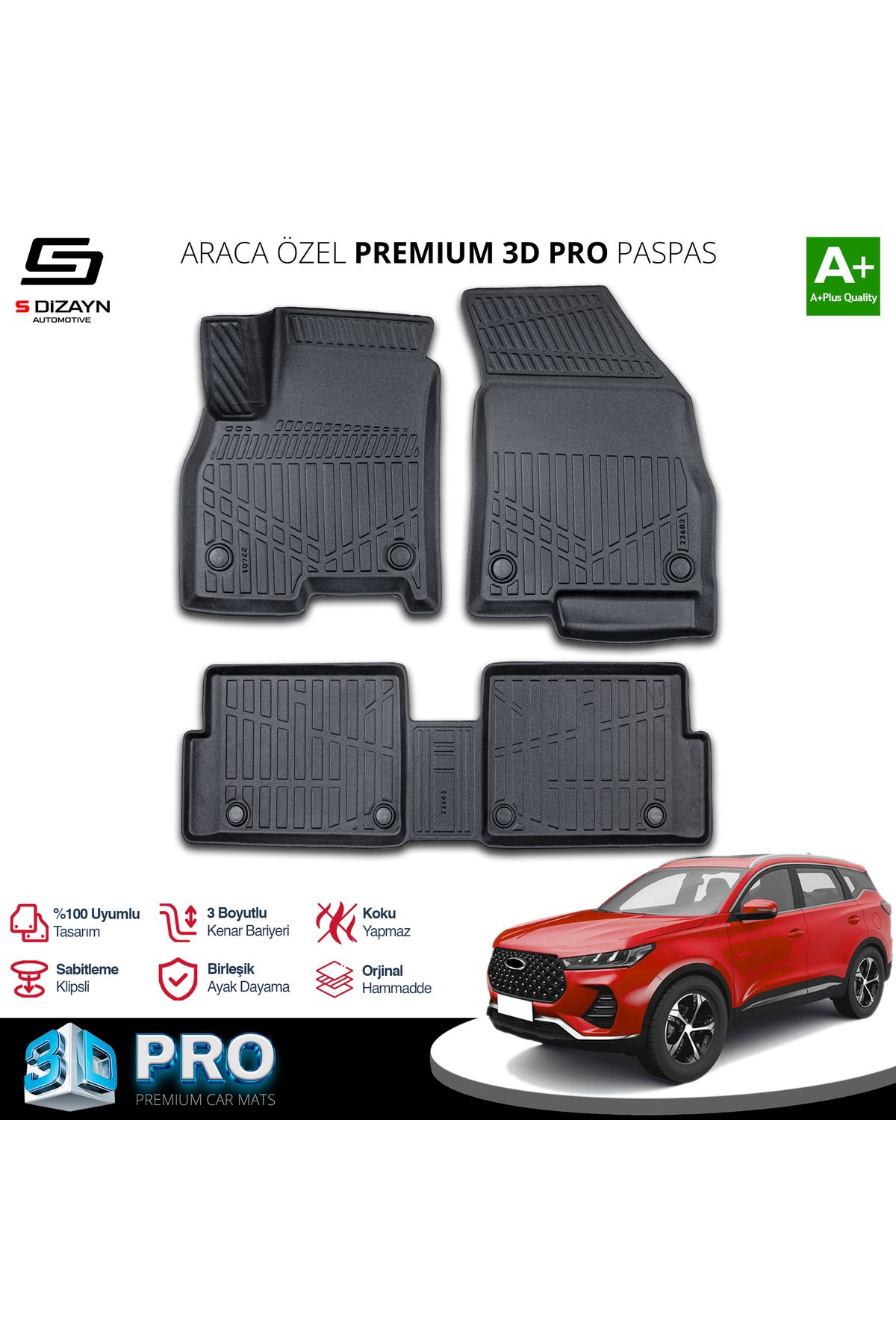 TREND Meka Part Chery Tiggo 7 Pro 3D Pro Havuzlu Paspas 2022 Üzeri A+ Kalite