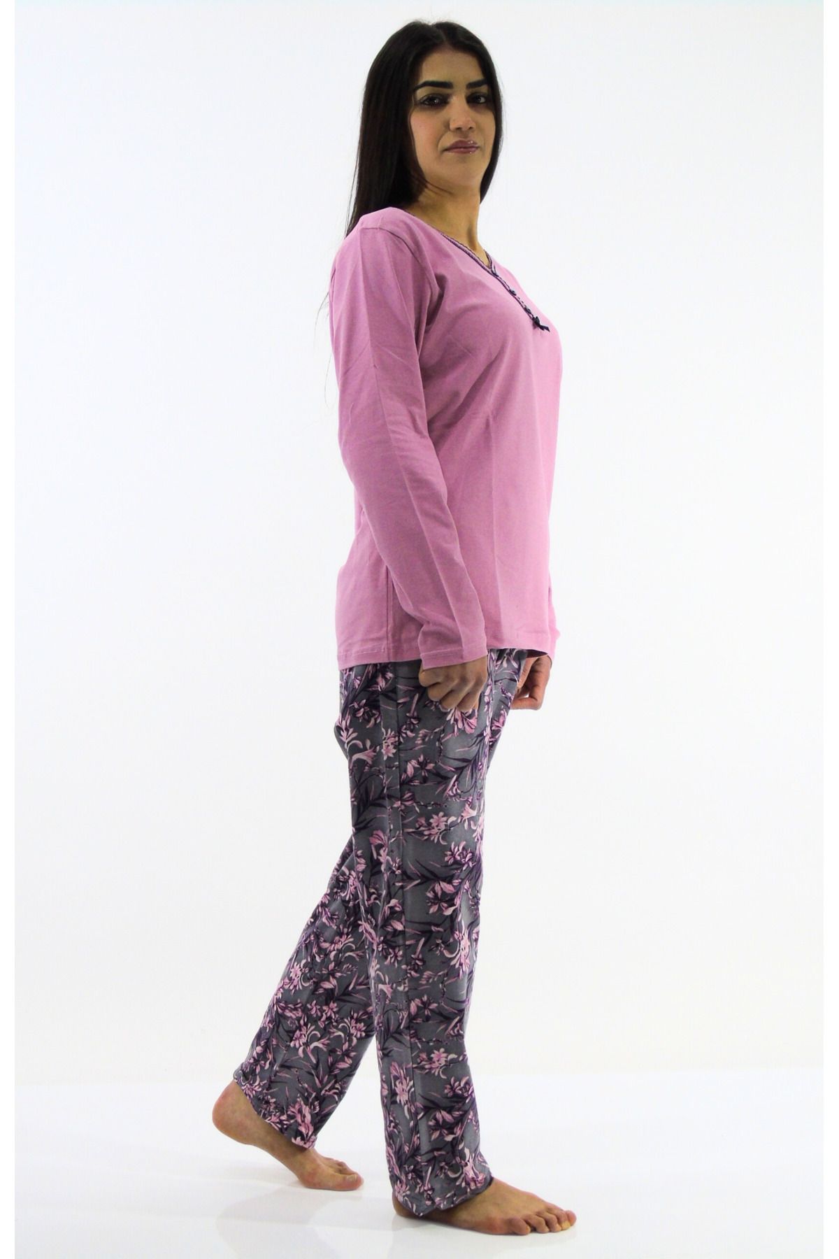 mefa-Floral Patterned Interlock Pajama Set 3