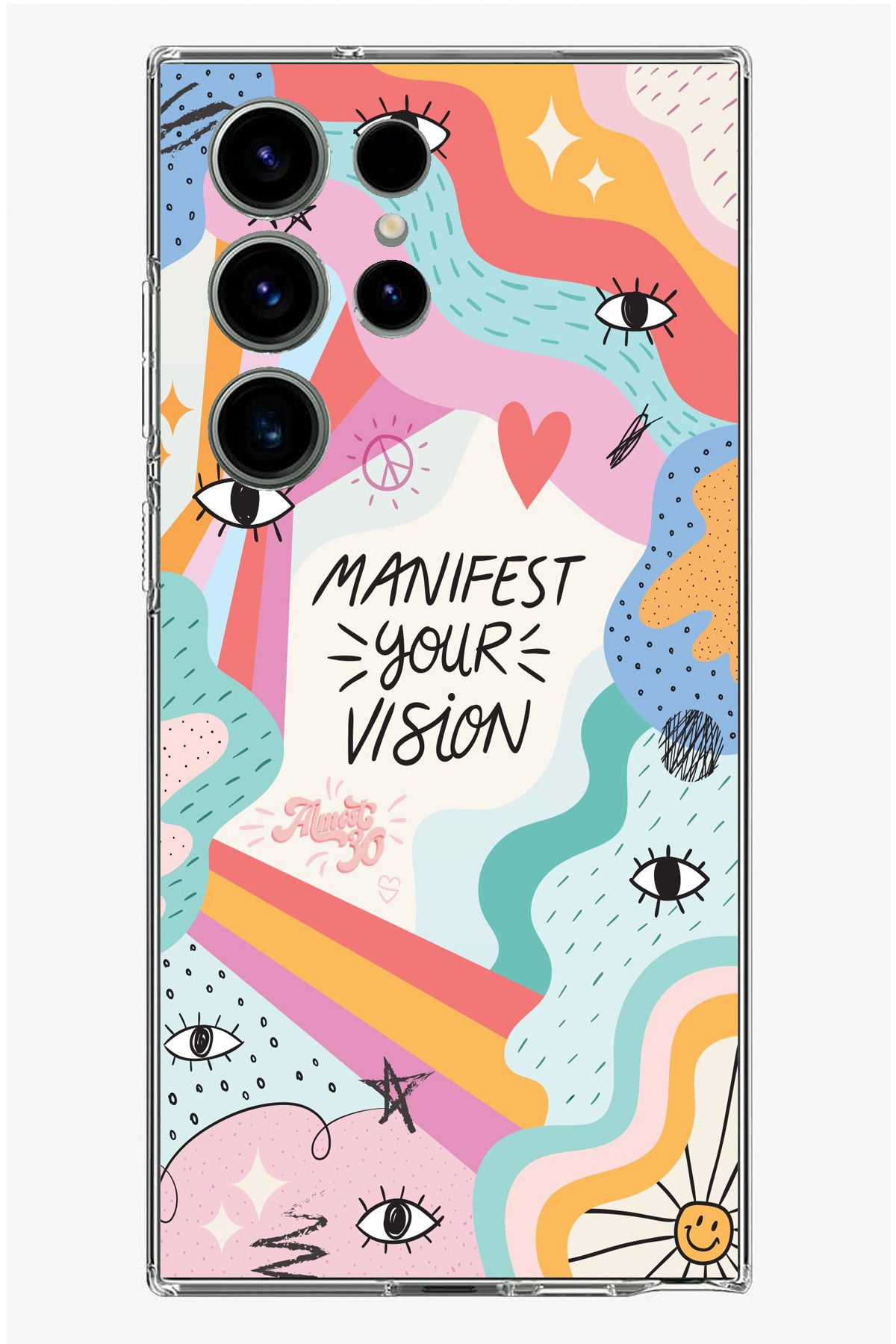 TechTree Samsung Galaxy S23 Ultra Uyumlu Manifest your vision Vizyon Tasarımlı Şeffaf Silikon Kılıf