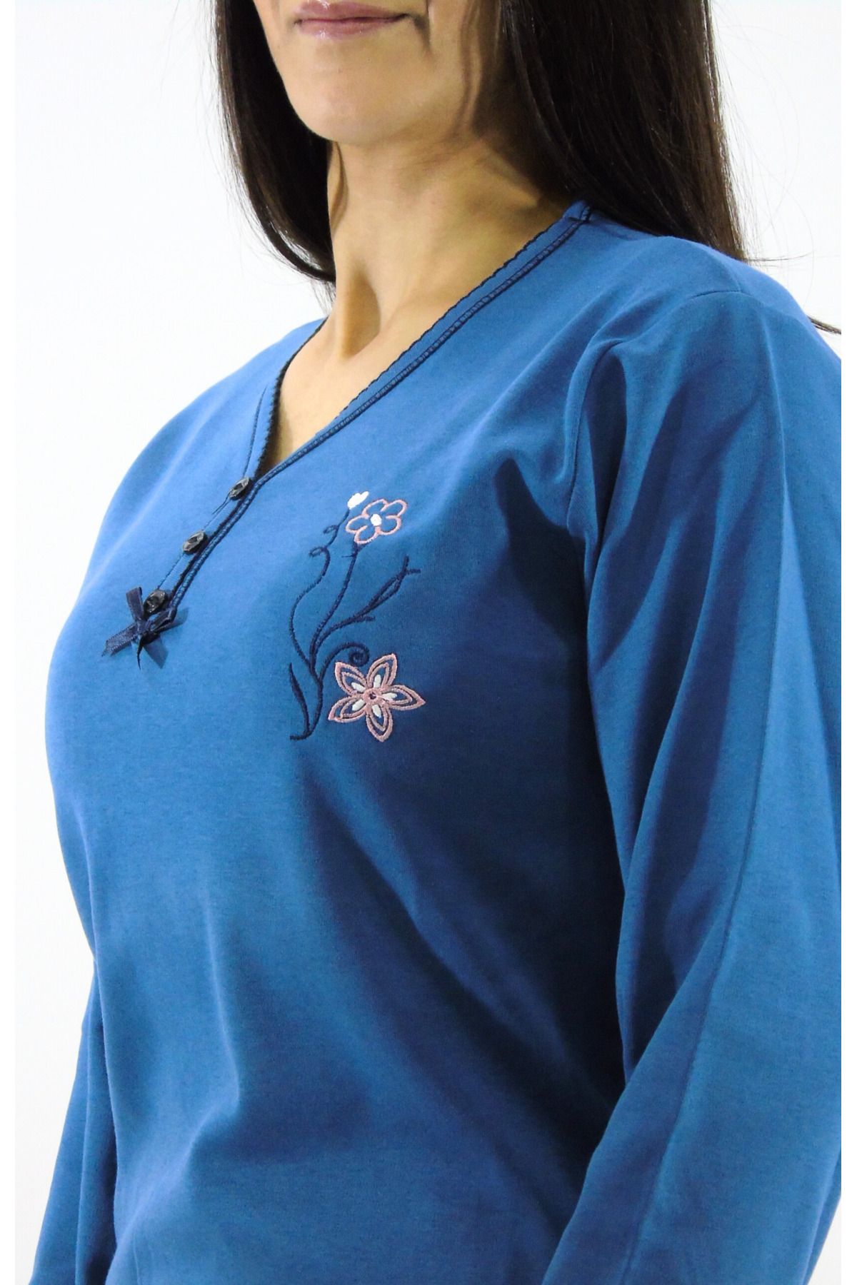 mefa-Collar Buttoned Interlock Pajama Set 3