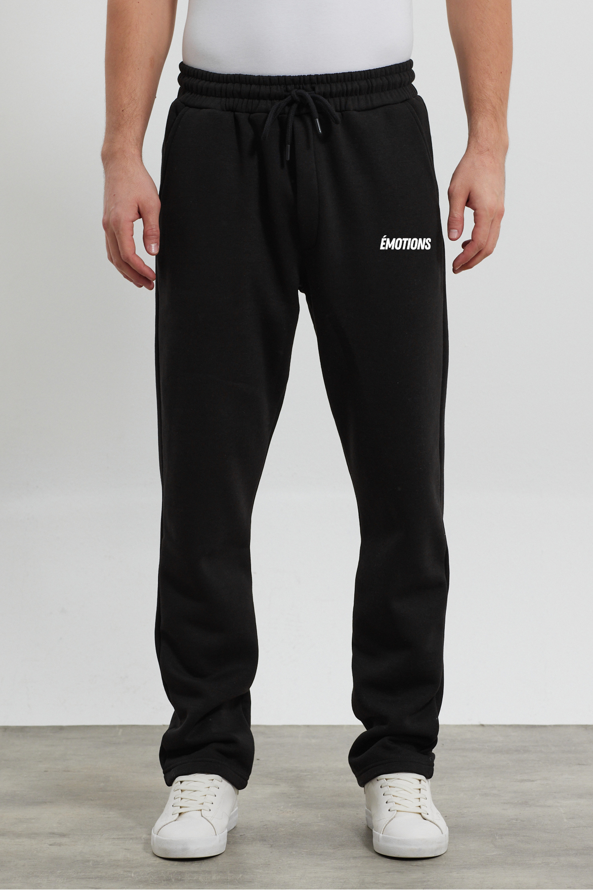 Emotions Erkek Baggy 3 Iplik Şardonlu Baskılı Bol Kesim Düz Paça Siyah Eşofman Altı Rf0494