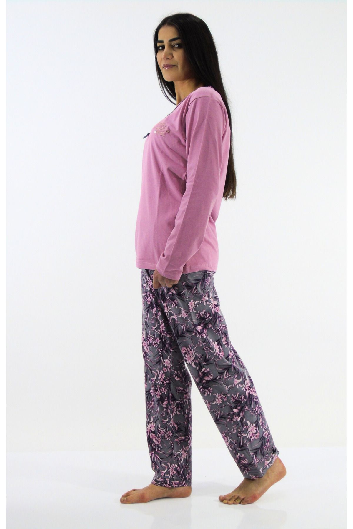 mefa-Floral Patterned Interlock Pajama Set 4