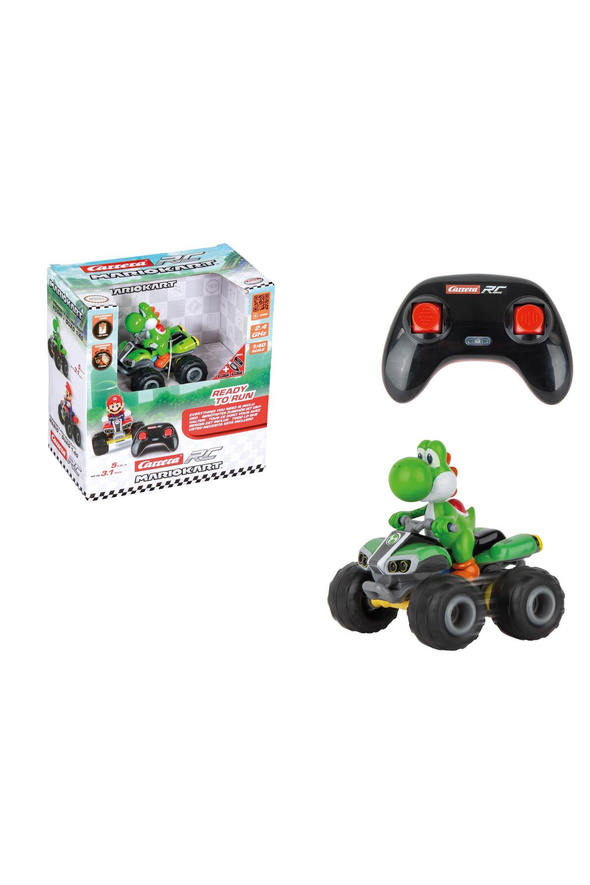 Carrera-RC I 2.4GHz Mario Kart Yoshi Quad 1:40 I Quad يتم التحكم فيها عن بعد I مرخصة رسميًا 1