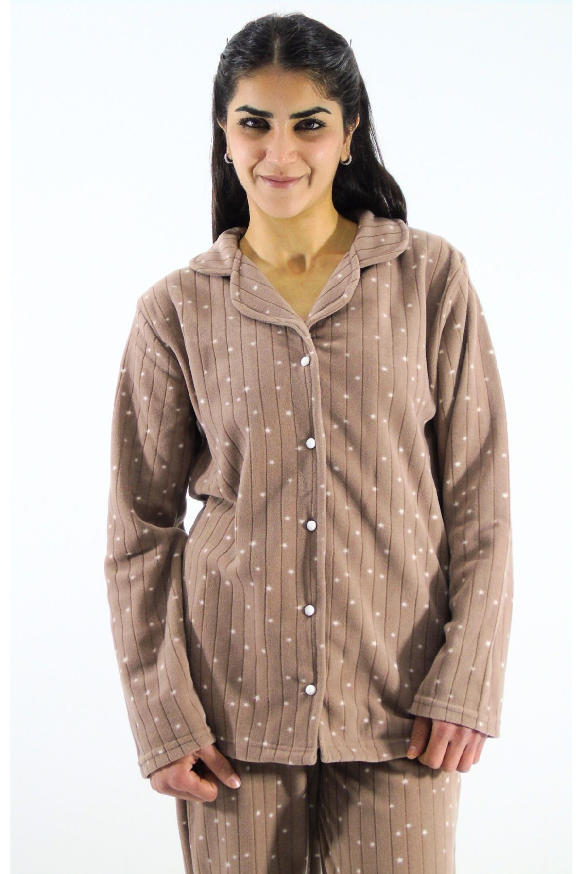 mefa-Front Buttoned Polar Pajama Set 3