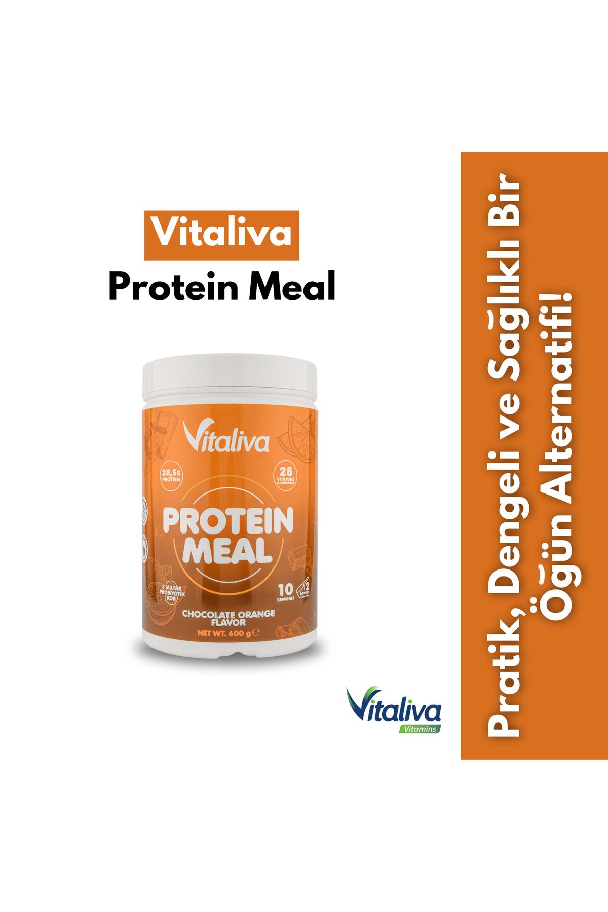 Vitaliva Vitamins Vitaliva Whey Proteinli Öğün Tozu-Çikolata Portakal Aromalı