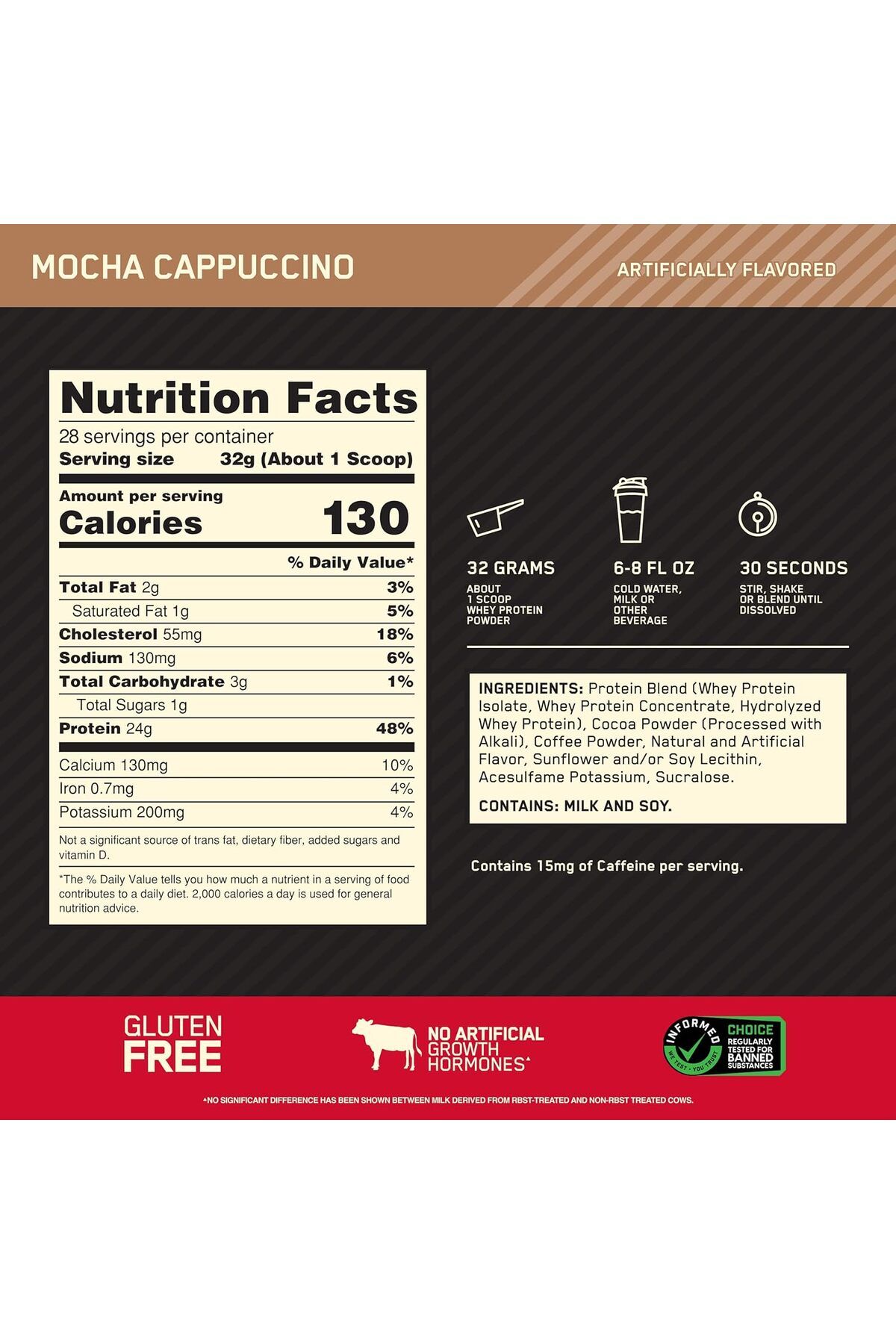 Optimum Nutrition-(ON) Gold Standard 100% Whey Protein Powder - Mocha Cappuccino, 2 Lbs 5