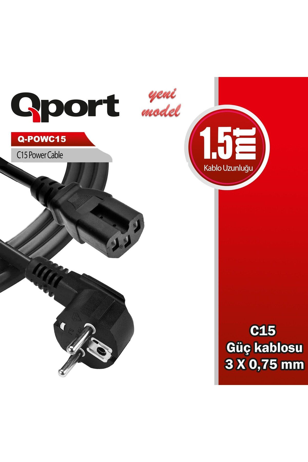 Qport Q-POWC15 1.5M C15 POWER GUC KABLOSU