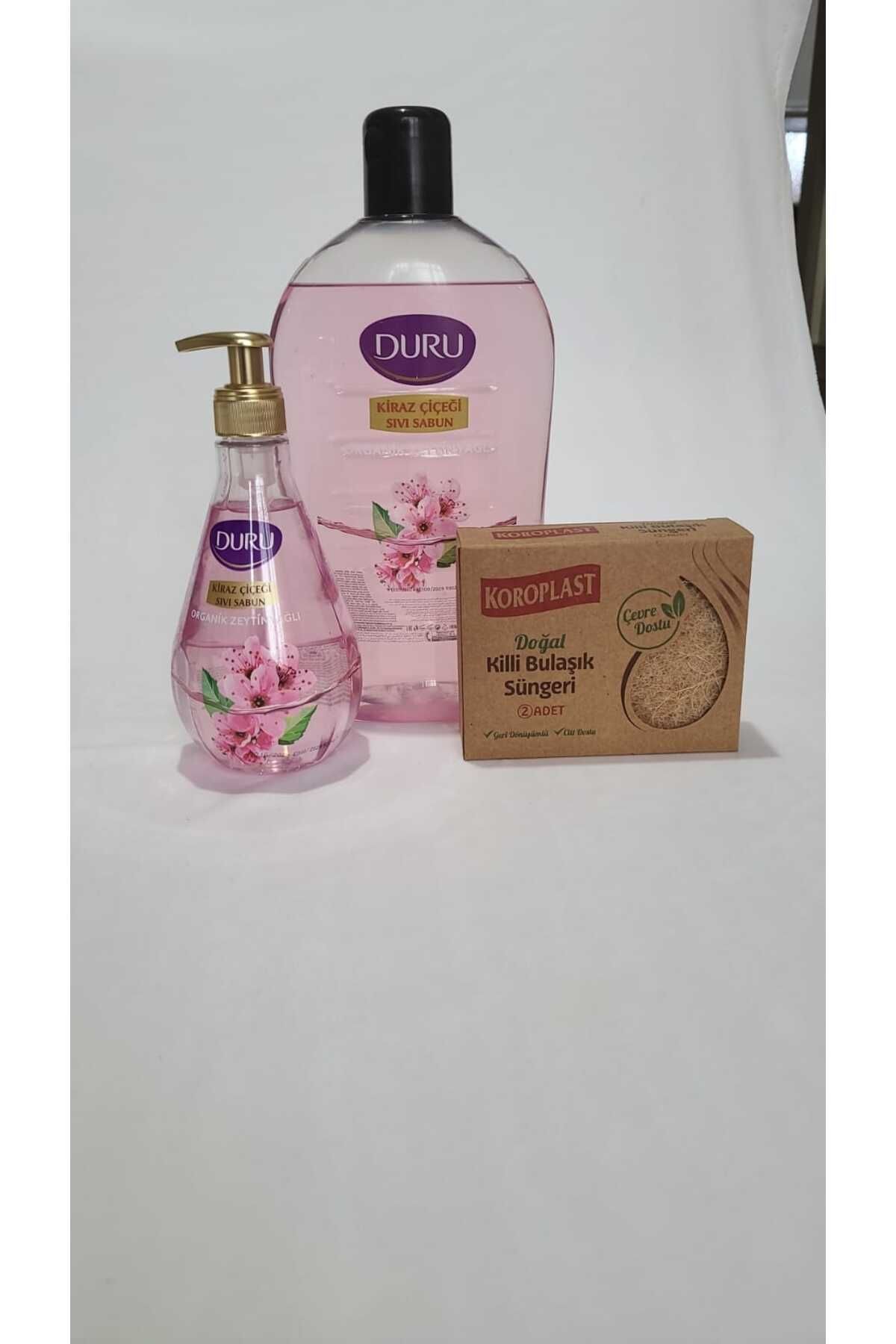 Duru ORGANİK Z.YAĞLI SIVI SABUN KİRAZ ÇİÇEĞİ 1500 ml + 500 ml / Koroplast Bulaşık Süngeri