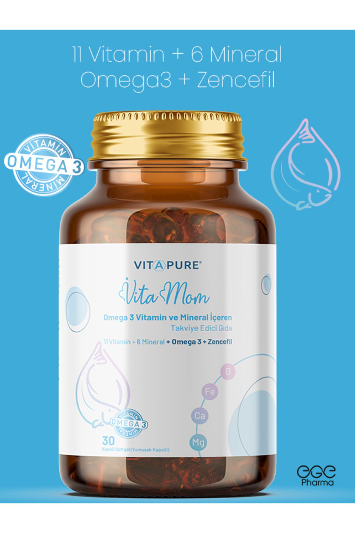 Vitapure-فيتاموم أوميجا 3 فيتامين ومكمل معدني 30 كبسولة 2