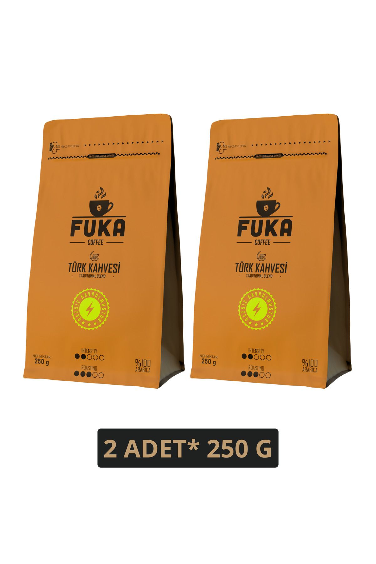 FUKA Coffee Gazsız Kavrulmuş Türk Kahvesi - Traditional Blend (250 G x 2)