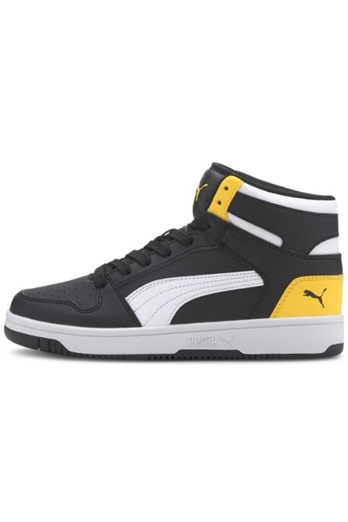 Puma Rebound Lay Up Sl Jr Mid 370486-12 Sneakers Boğazlı Unisex Spor Ayakkabı SİYAH-SARI görsel 2