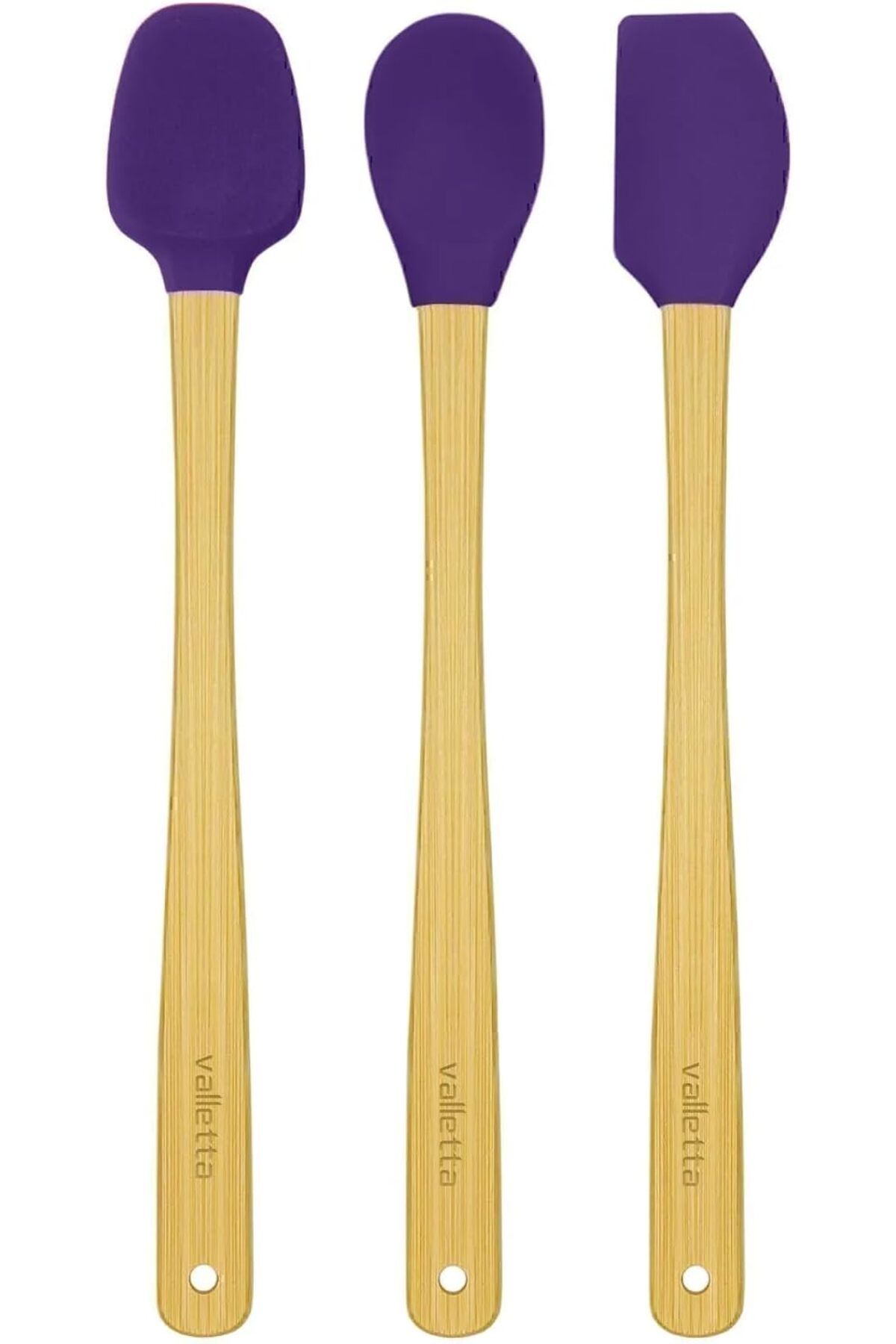 STOREMAX Indigo 3'Lü Mor Bambu Silikon Spatula Seti Uzun 26 Cm