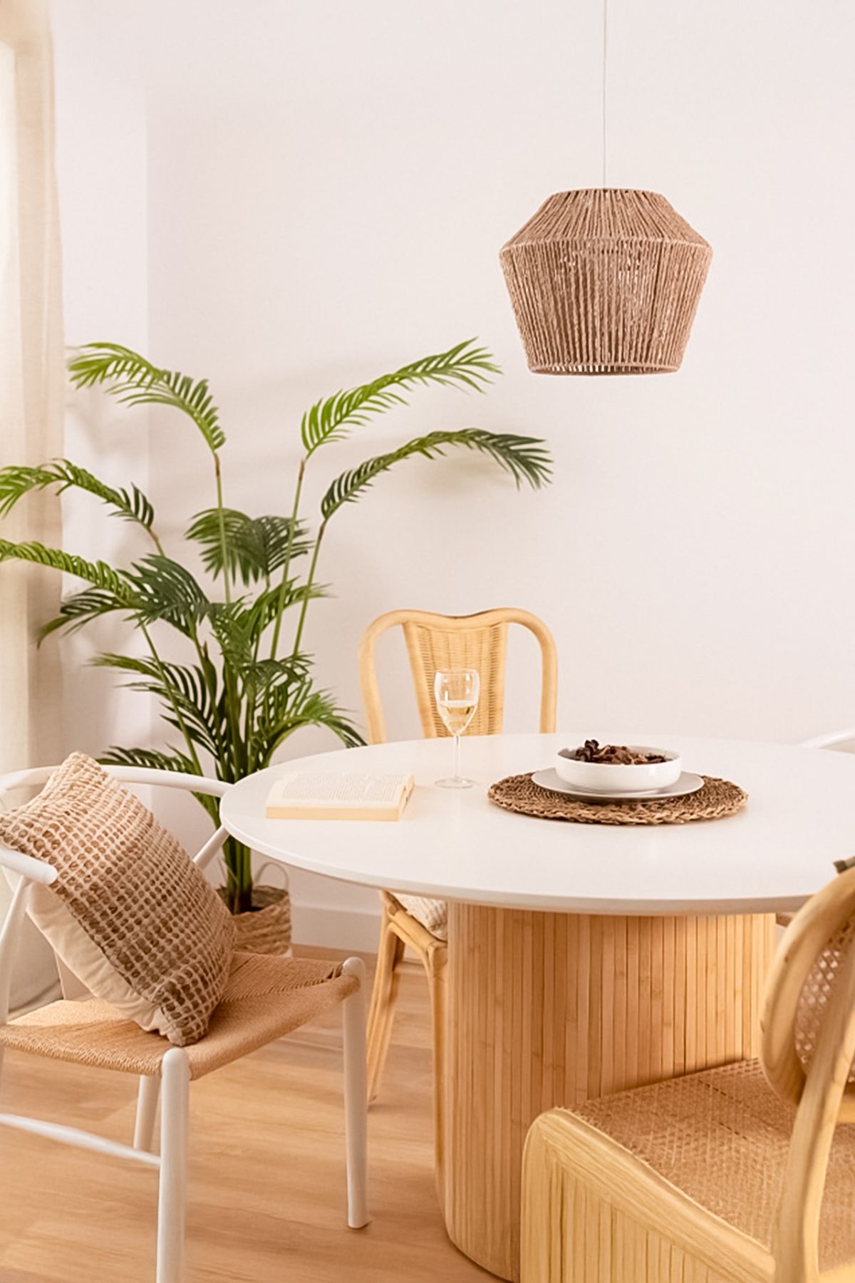 NYLife-Rustic Chandelier with Wicker Jute String 2