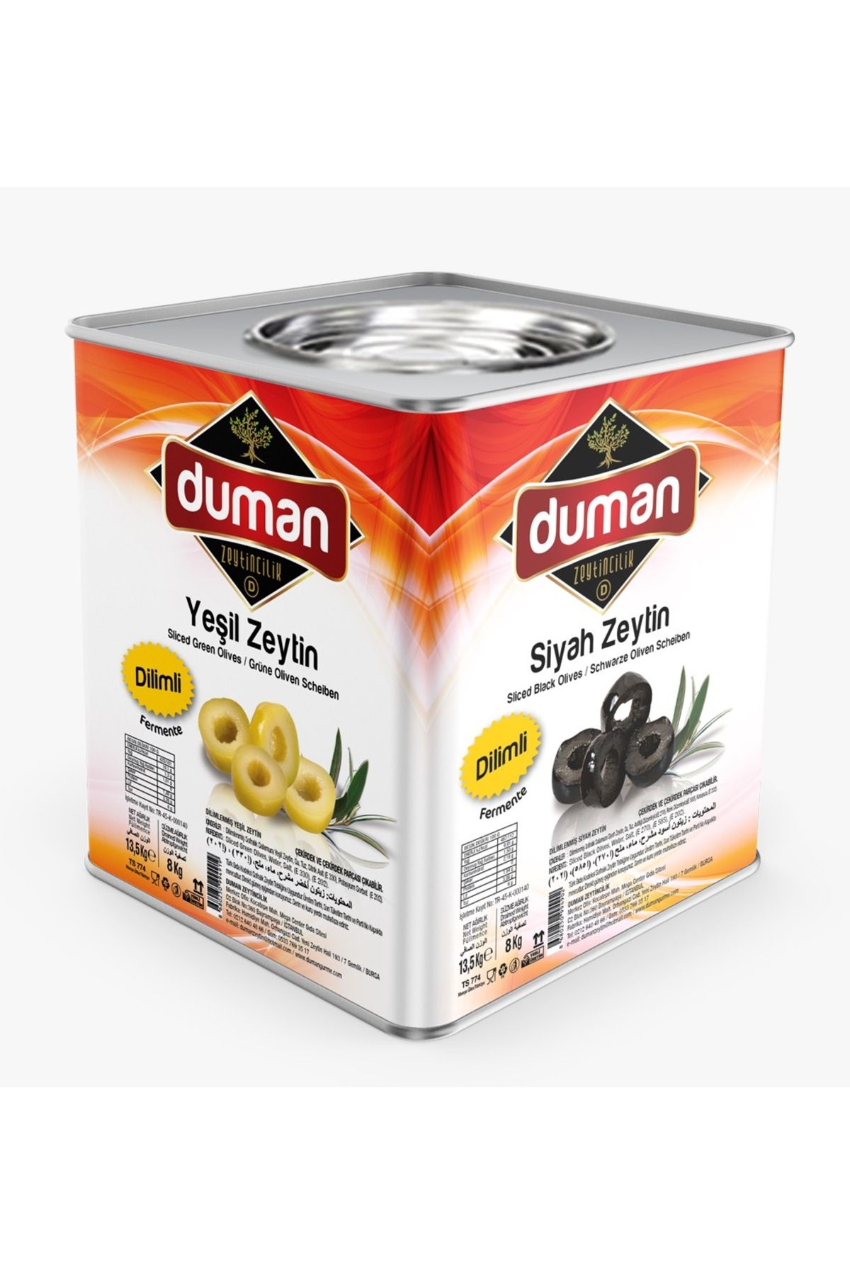 DUMAN GURME Duman Dilimli Yeşil Zeytin 8 kg