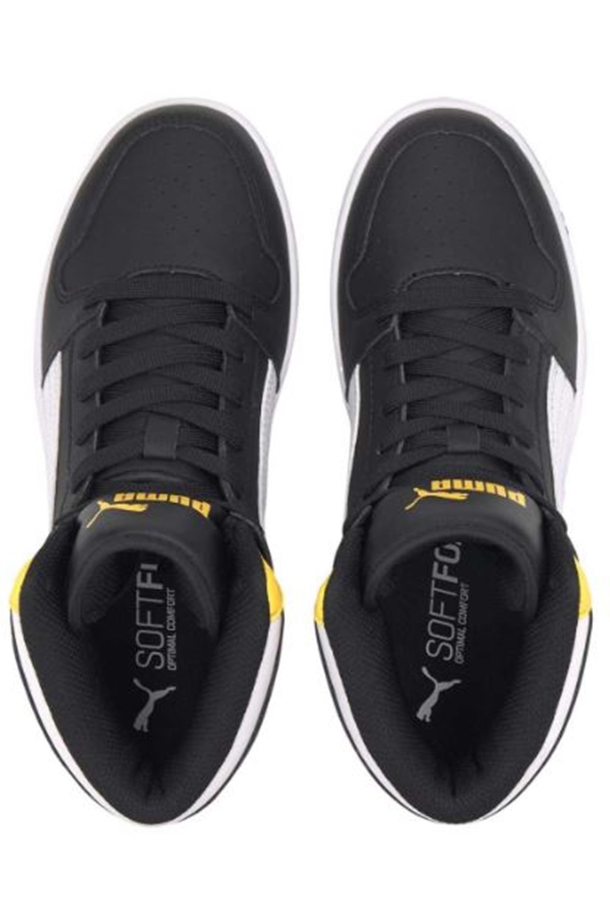 Puma Rebound Lay Up Sl Jr Mid 370486-12 Sneakers Boğazlı Unisex Spor Ayakkabı SİYAH-SARI görsel 4