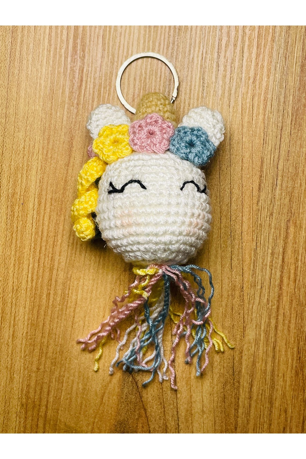 Demark Amigurumi Çiçekli Kız Kafa Anahtarlık