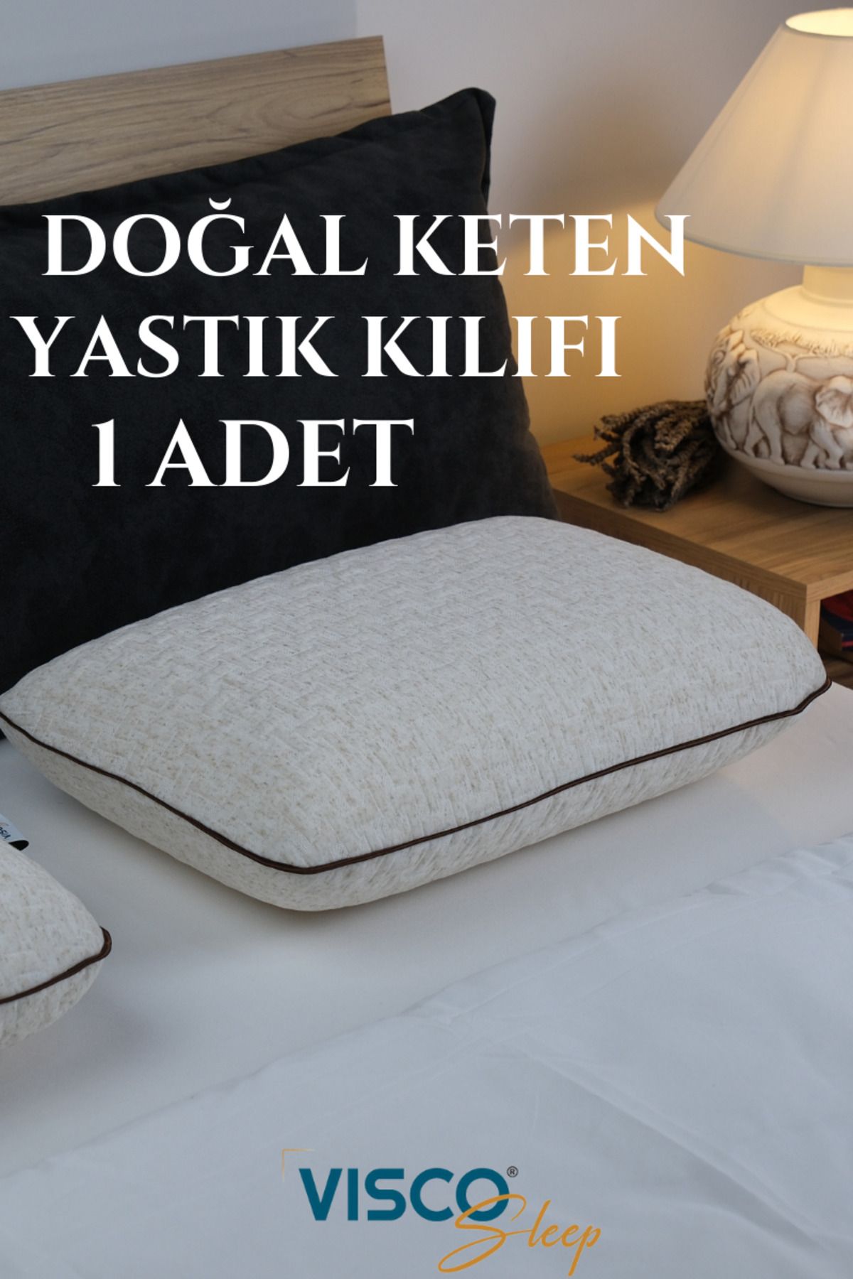 visco Yastık Kılıfı Risus Doğal Keten Kılıfı (Yedek Yastık Kılıfı)