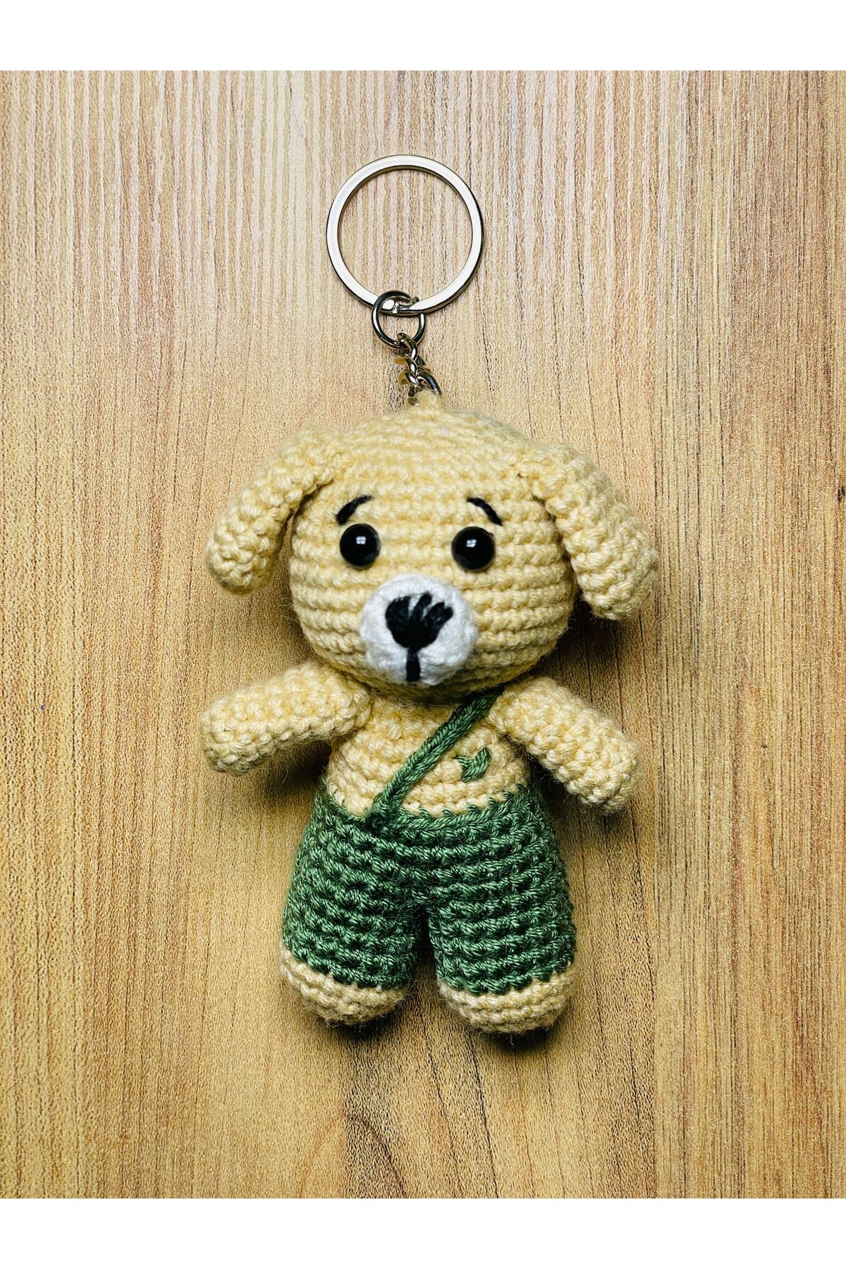 Demark Amigurumi Yeşil Pantolonlu Ayıcık Anahtarlık